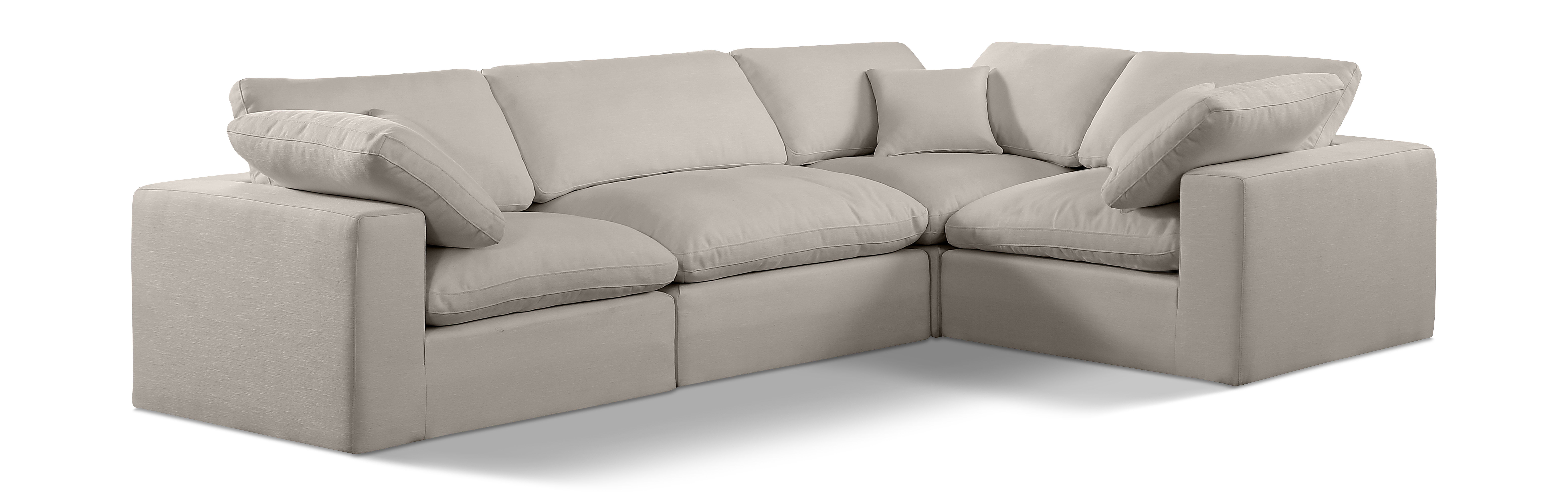 Comfy - 4 Piece Linen Fabric Modular Sectional - Beige