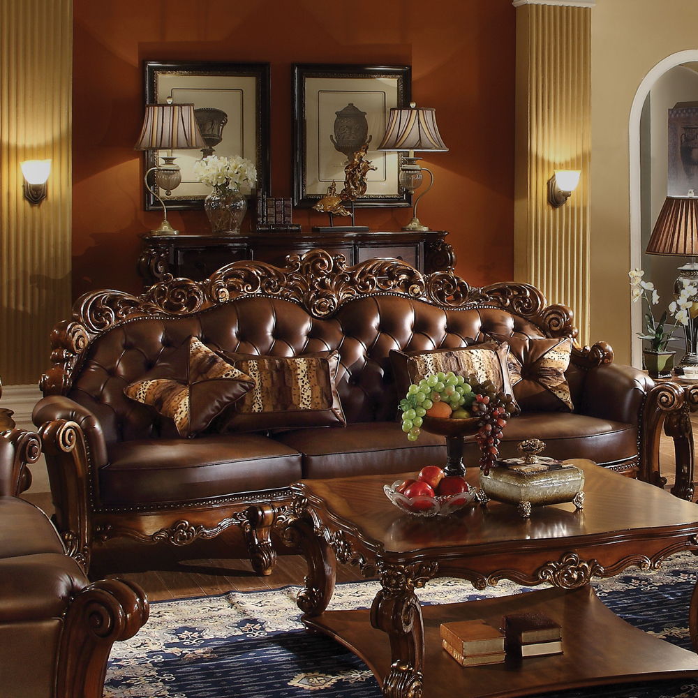 Vendome Sofa Cherry PU & Cherry New Lots Furniture Online Store