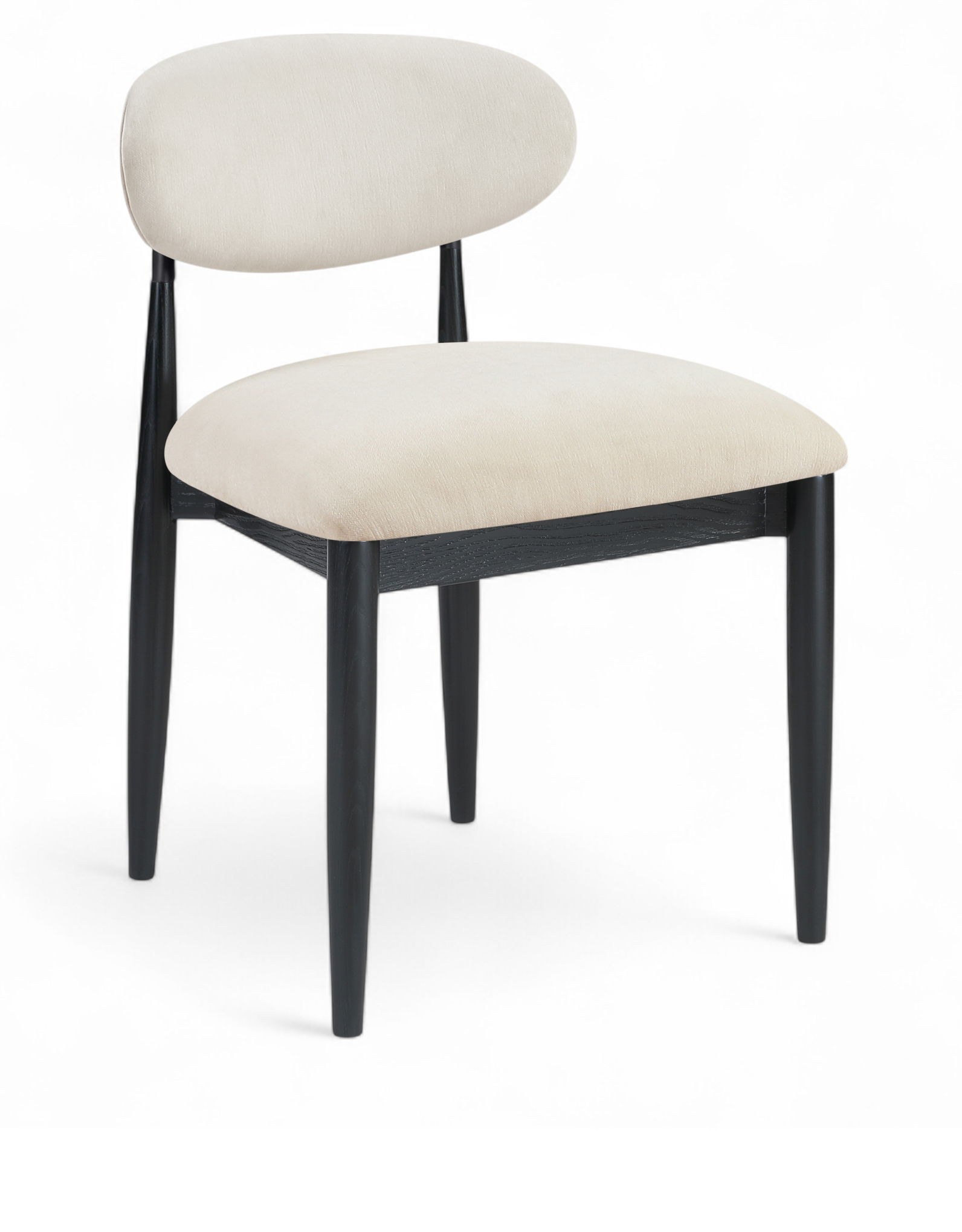 Riccio - Upholstered Dining Side Chair (Set of 2) With Black Legs - Cream