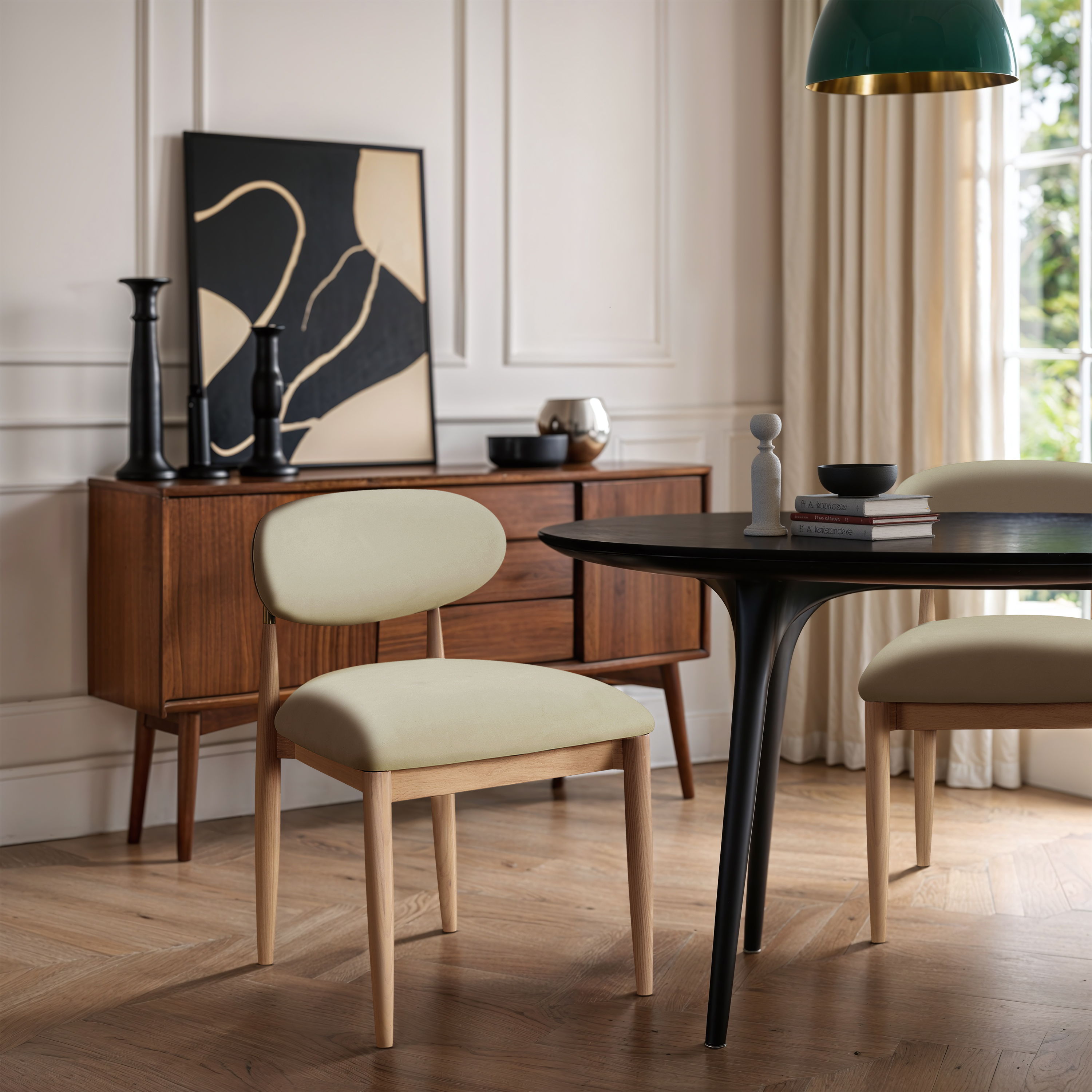 Riccio - Vegan Leather Upholstered Dining Side Chair (Set of 2) - Taupe