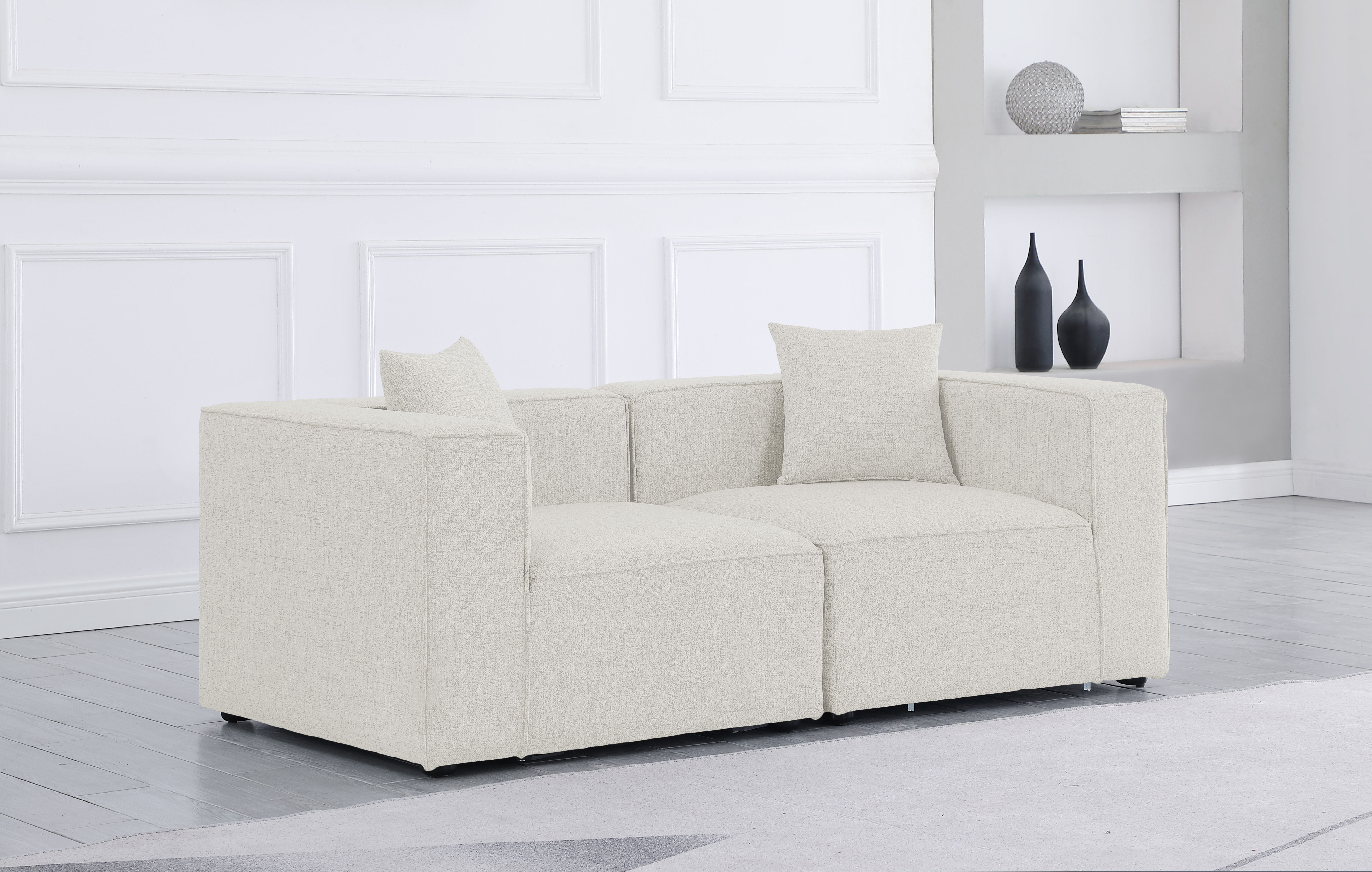 Cube - Linen Modular 2 Piece Sofa - Cream