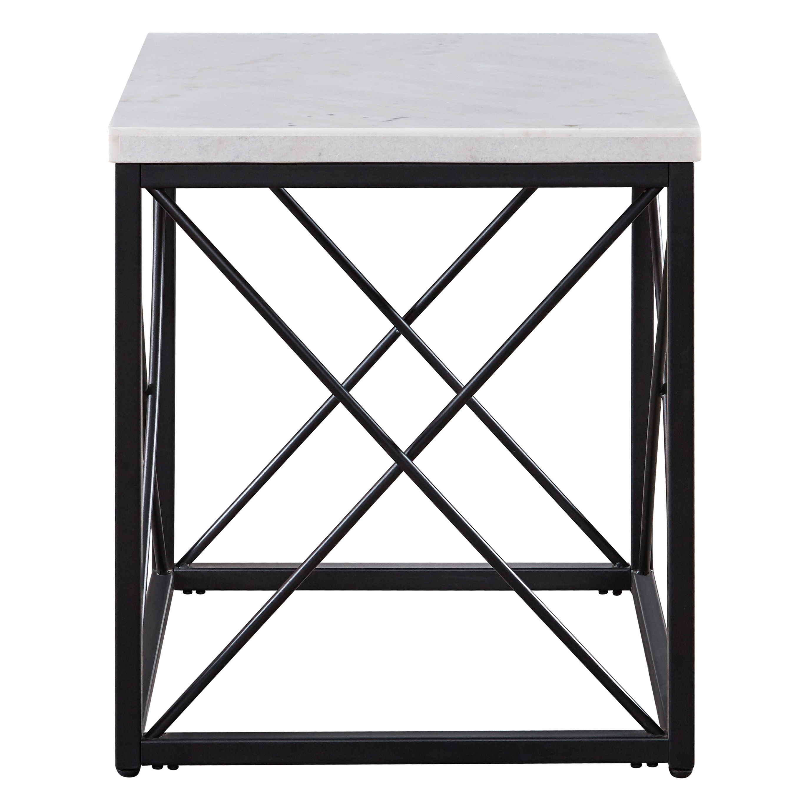 Skyler - Marble Top Square End Table - White / Black