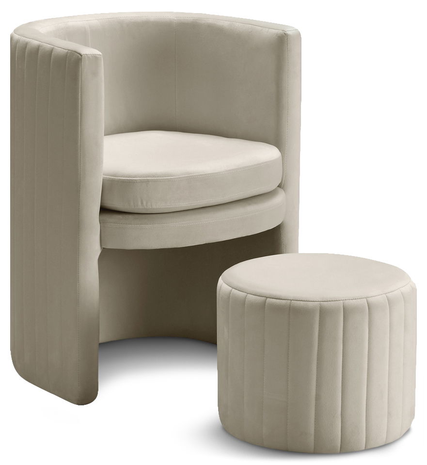 Selena - Accent Chair and Ottoman Set - Cream