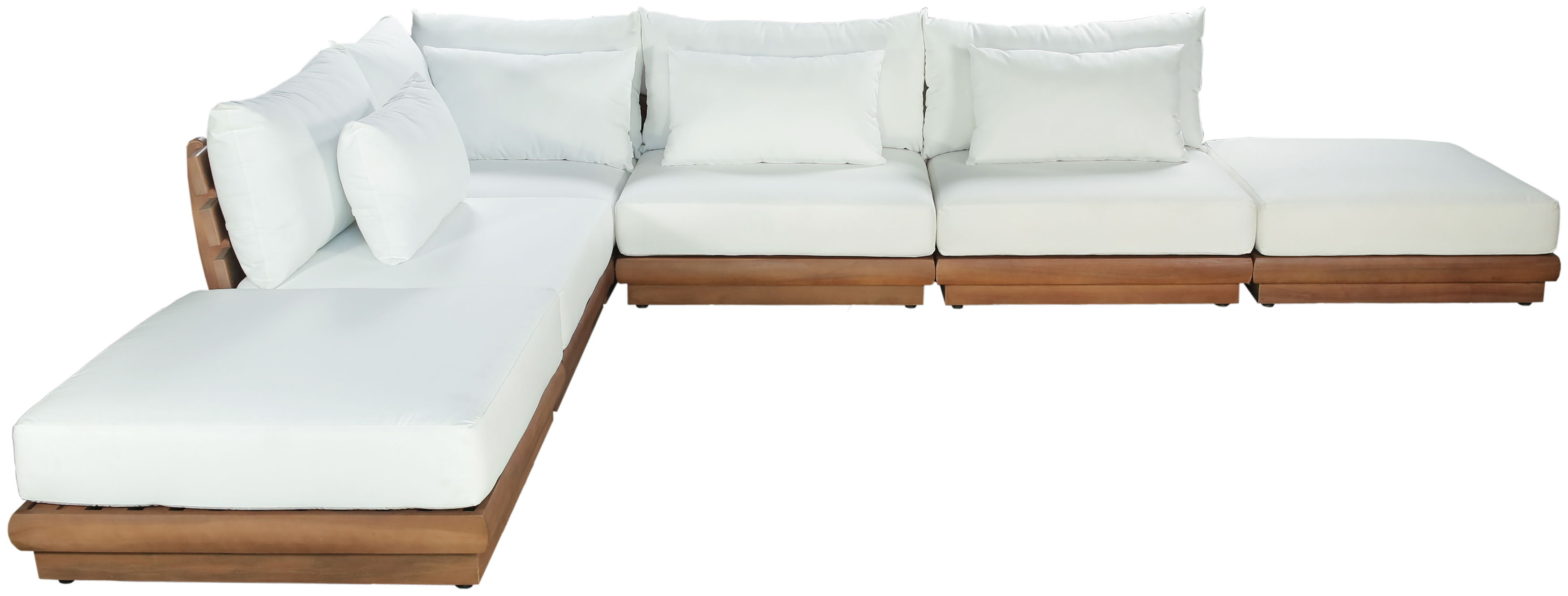 Mirella - 6 Piece Water Resistant Fabric 149" Upholstered Outdoor Patio Modular Sectional - Off-White