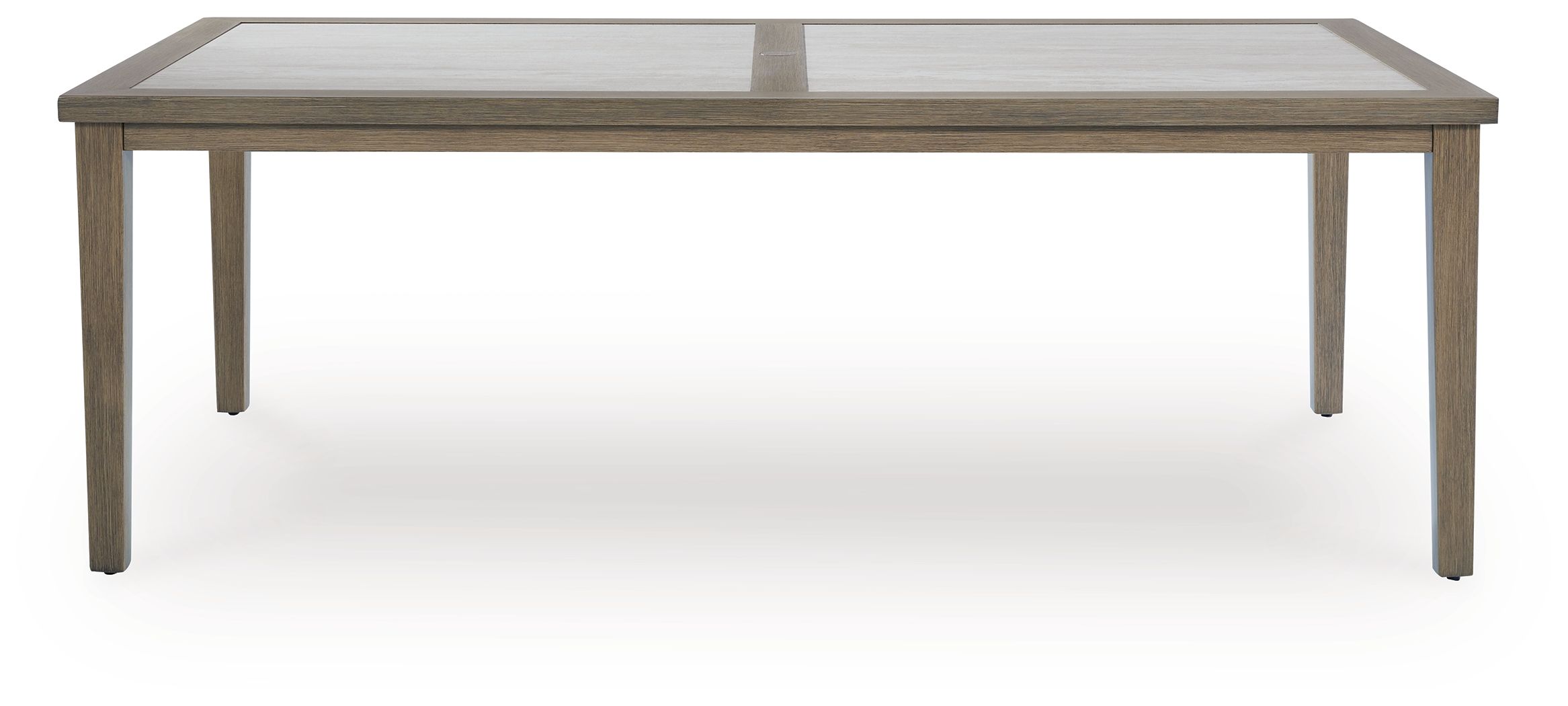 Rainier Ranch - Rectangle Dining Table With Umbrella Option - Brown / Beige