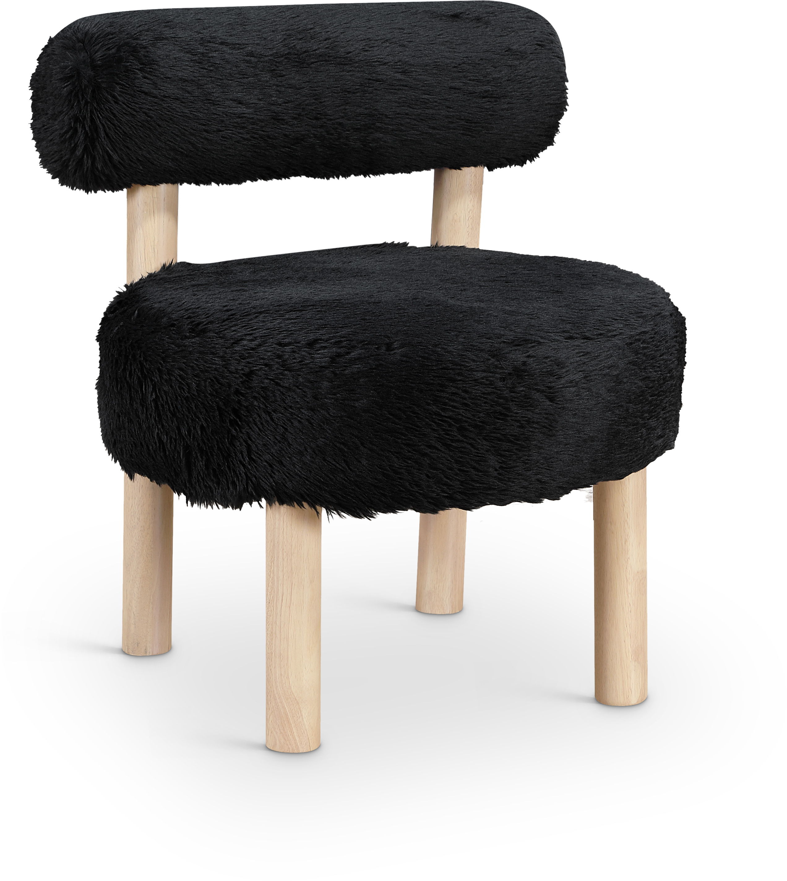 Ambre - Vegan Shearling Fabric Accent Chair - Black