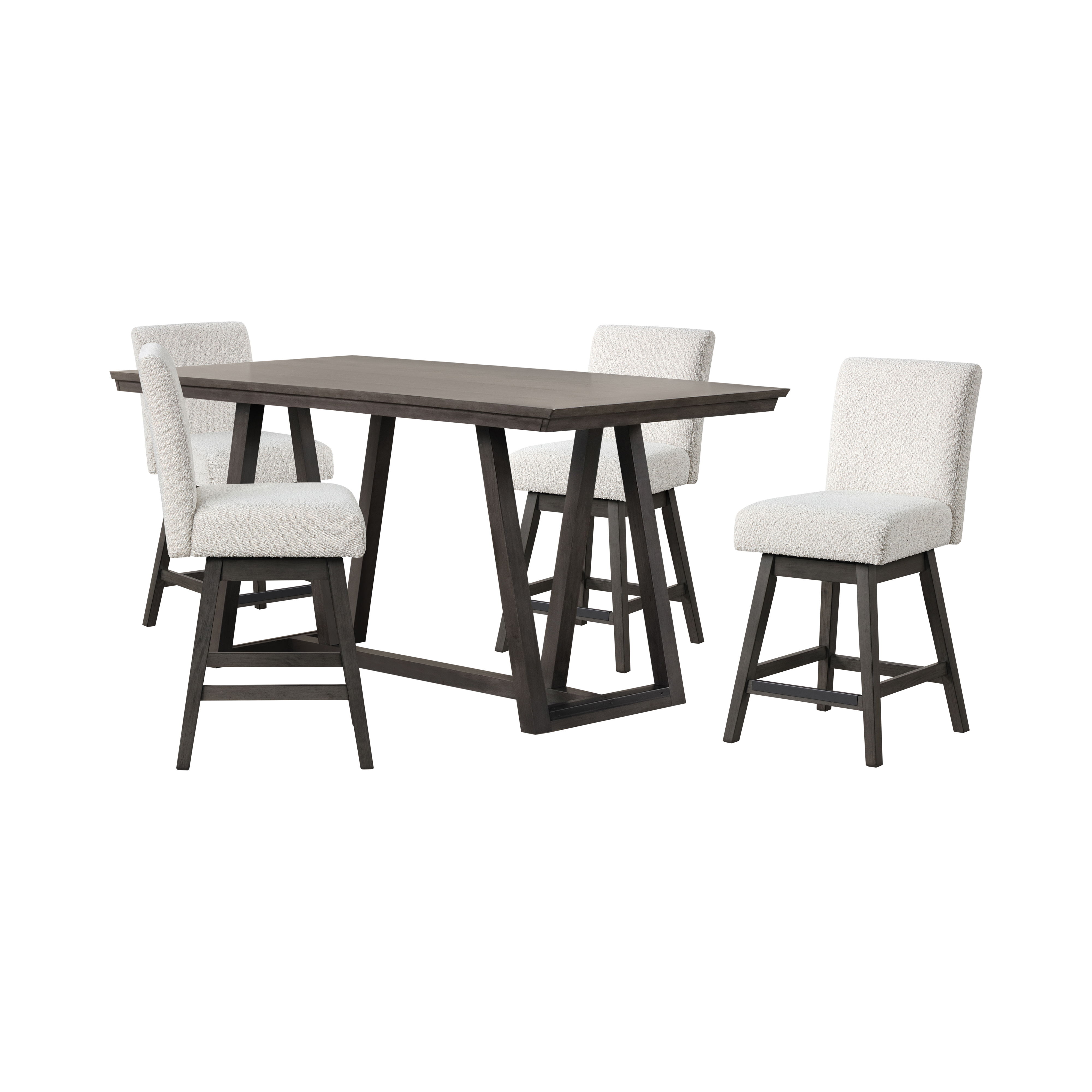 High Line - Counter Table & 4 Swivel Counter Chairs - White