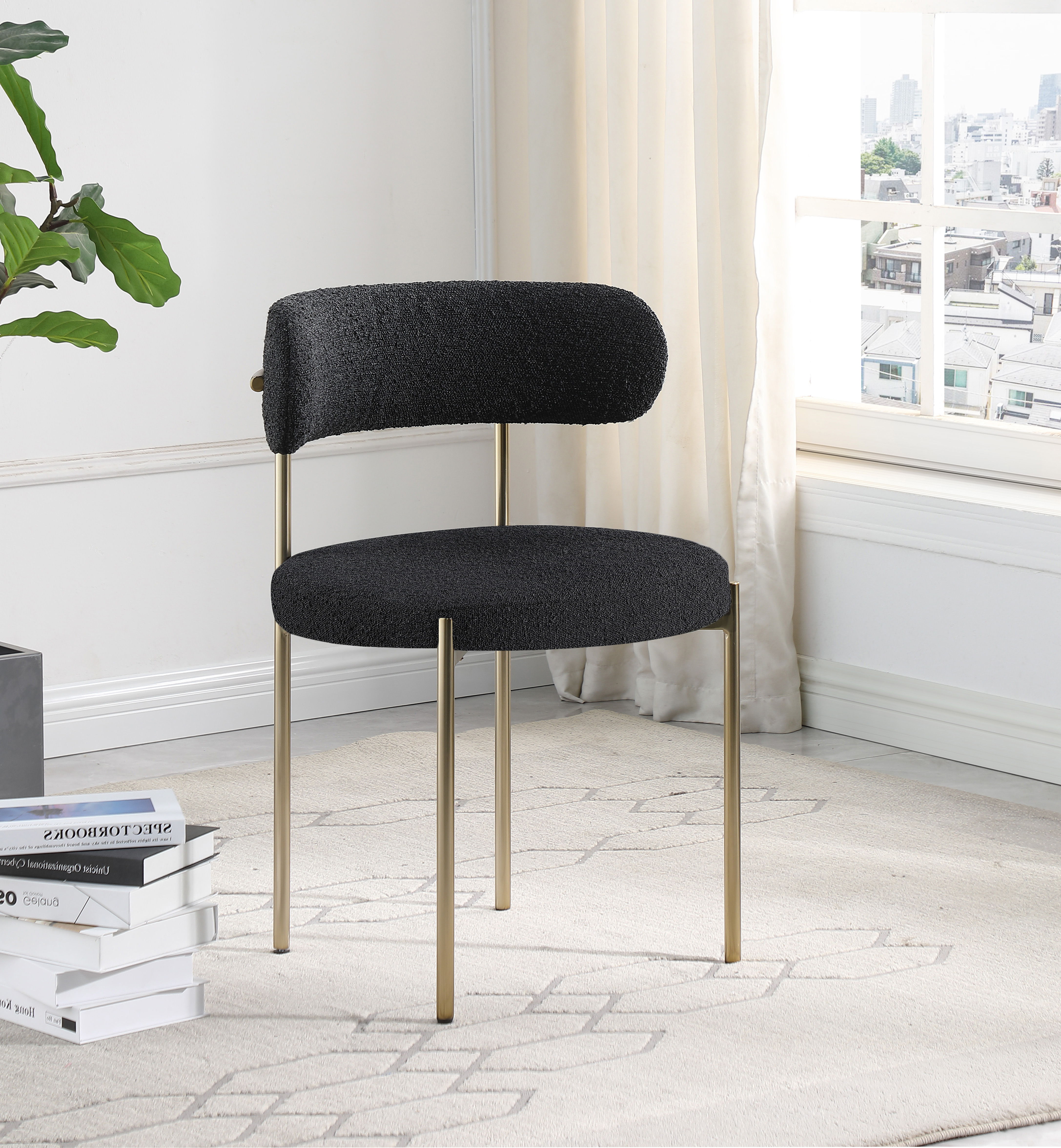 Beacon - Boucle Fabric Dining Chair (Set of 2) - Black