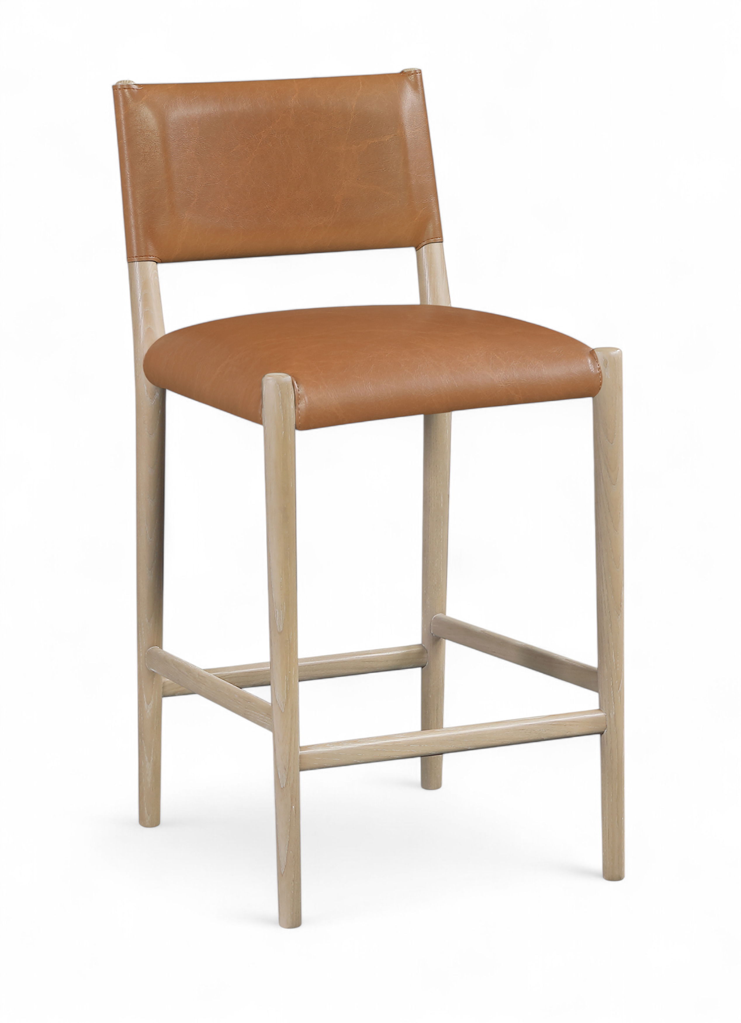Andie - Vegan Leather Upholstered Counter Stool - Cognac