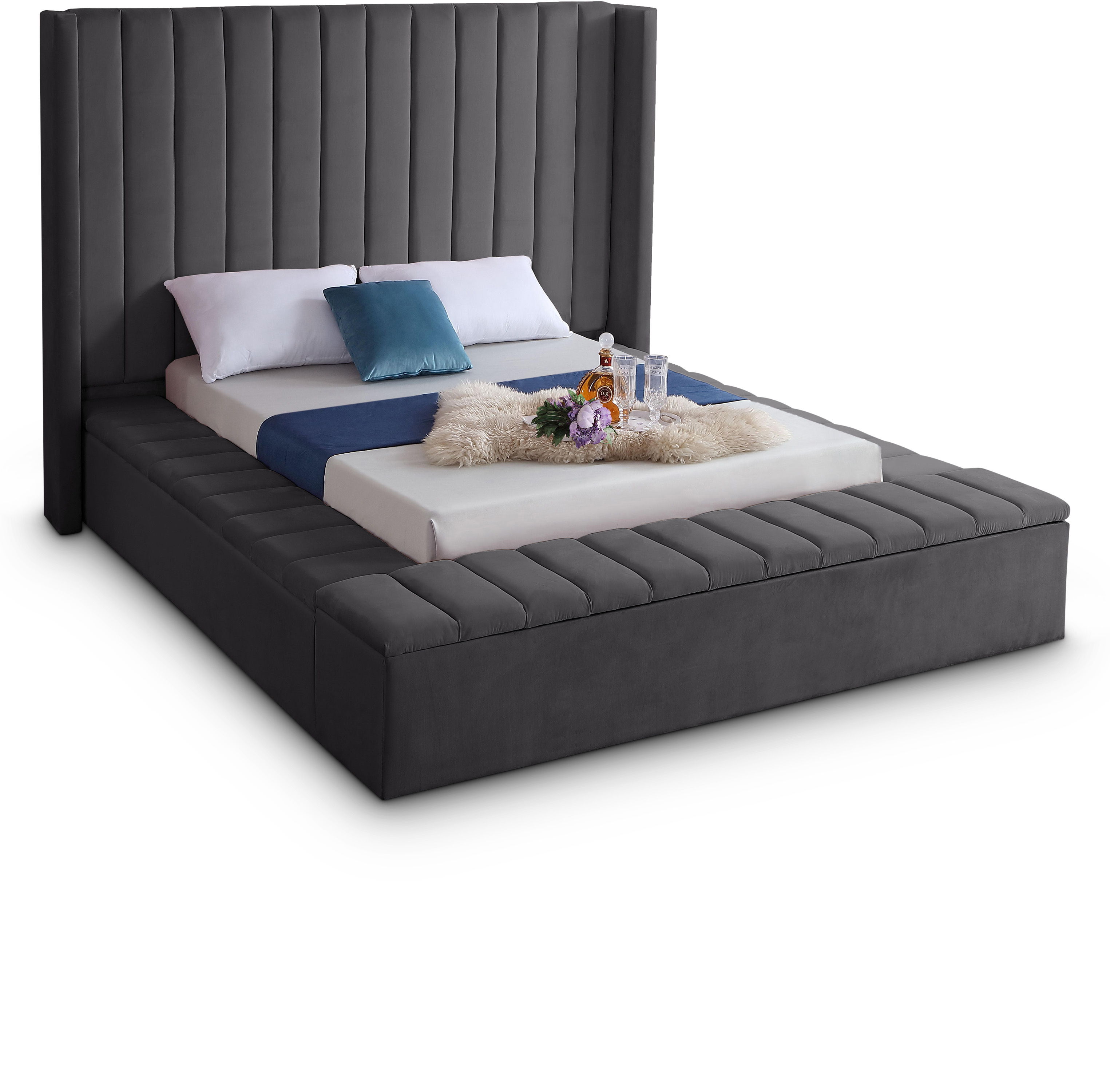 Kiki - King Bed - Gray