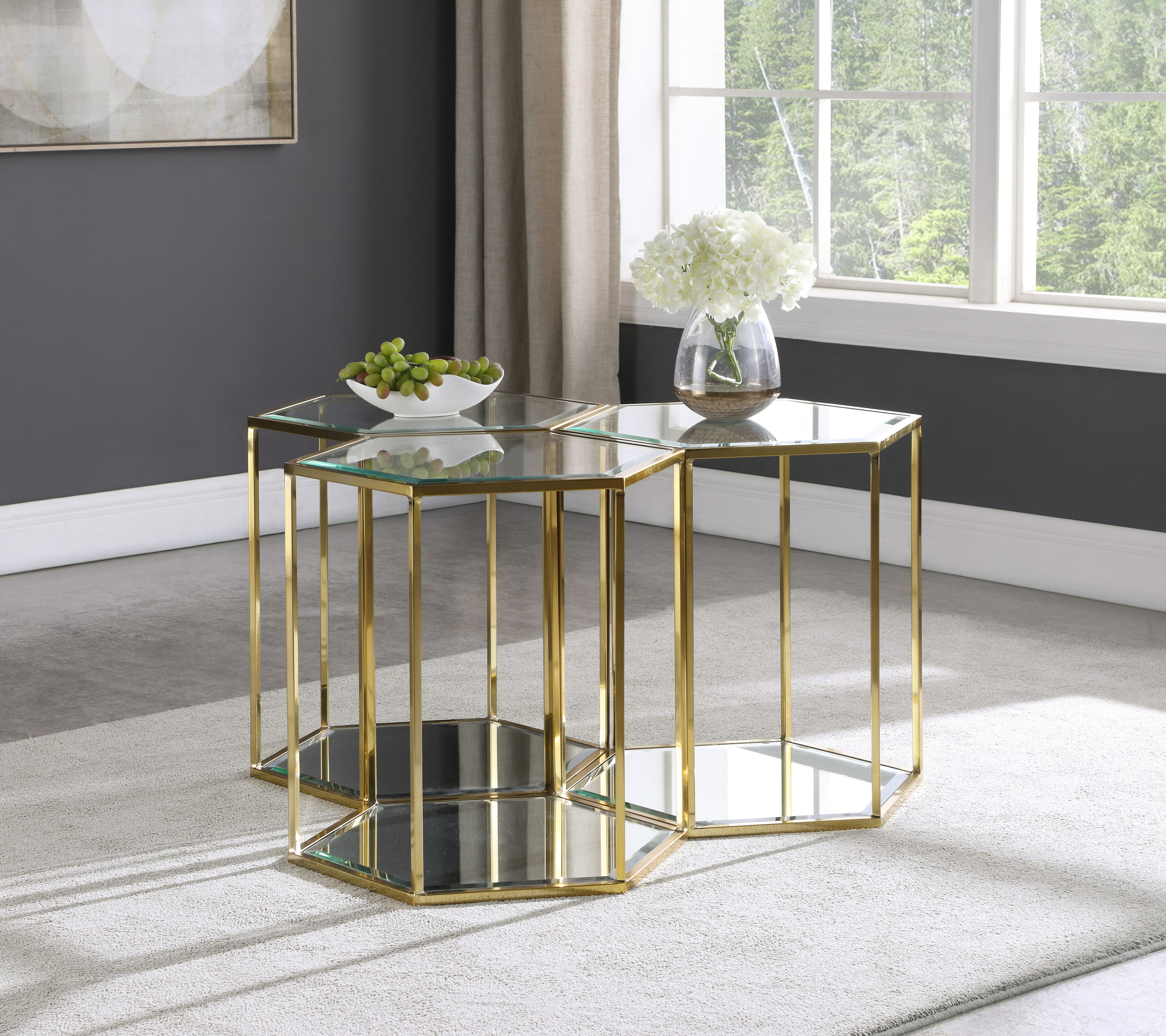 Sei - End Table 3 Piece - Gold