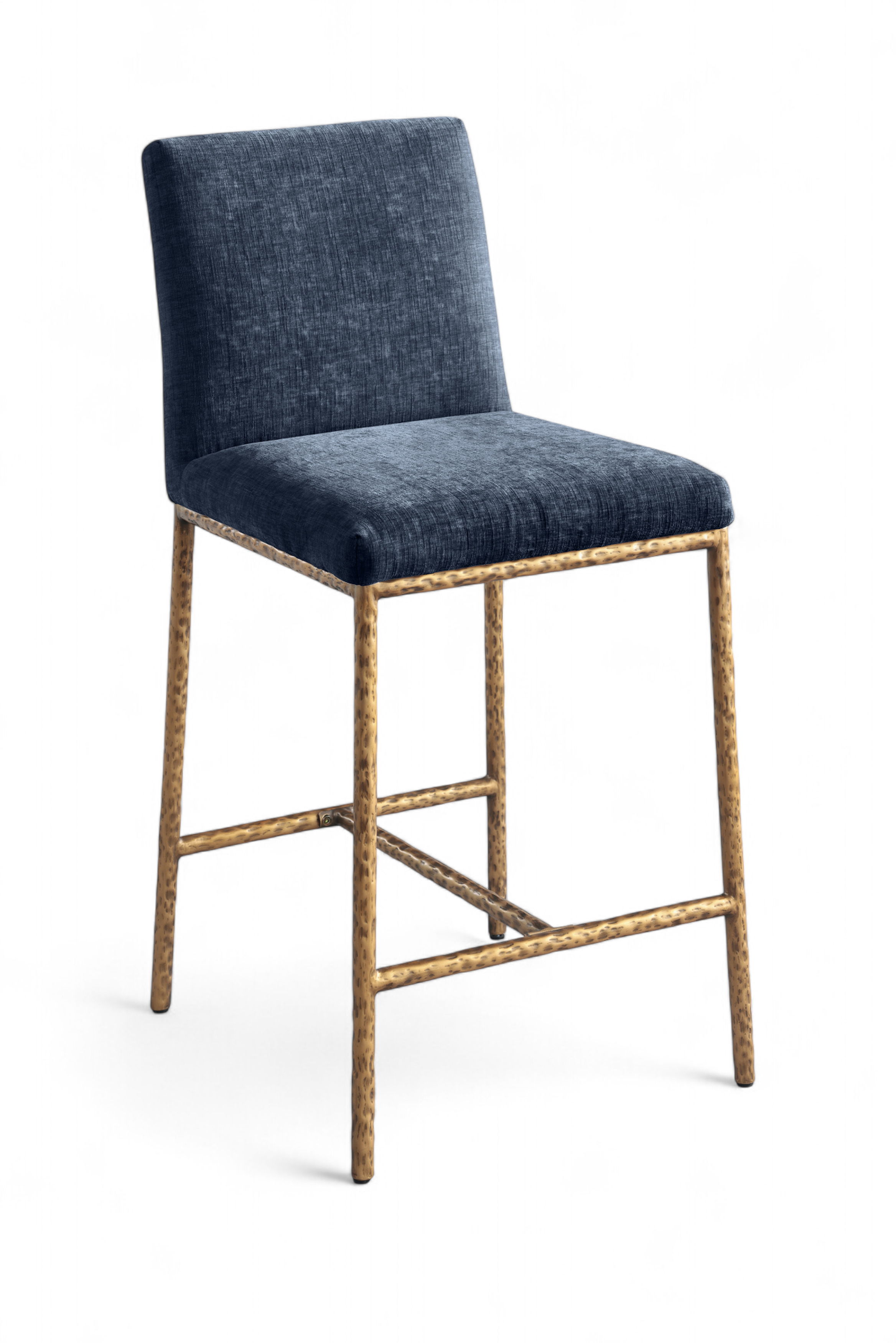 Reeves - Chenille Upholstered Counter Stool (Set of 2) - Navy