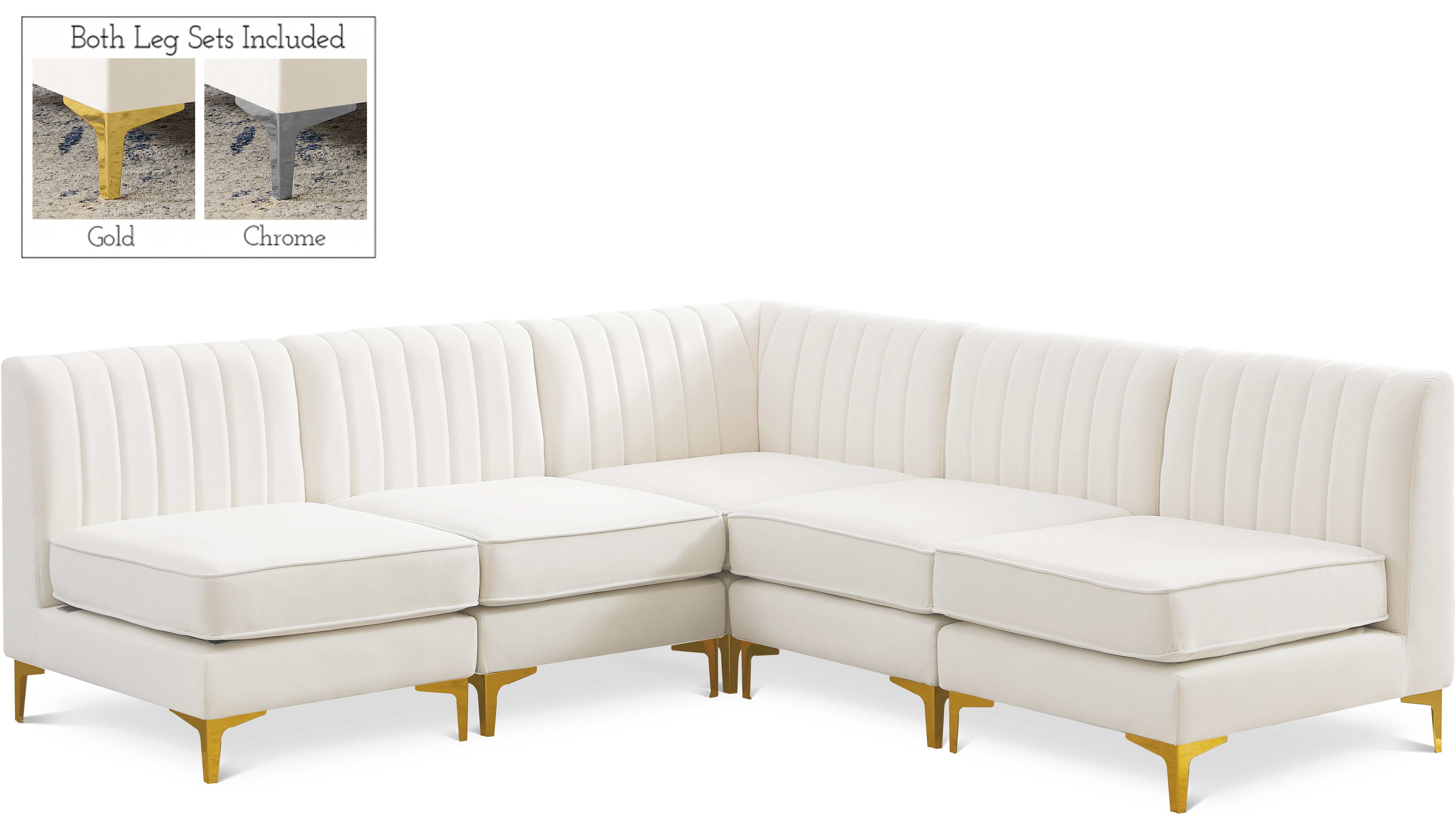 Alina - 5 Piece Modular Armless Sectional - Cream