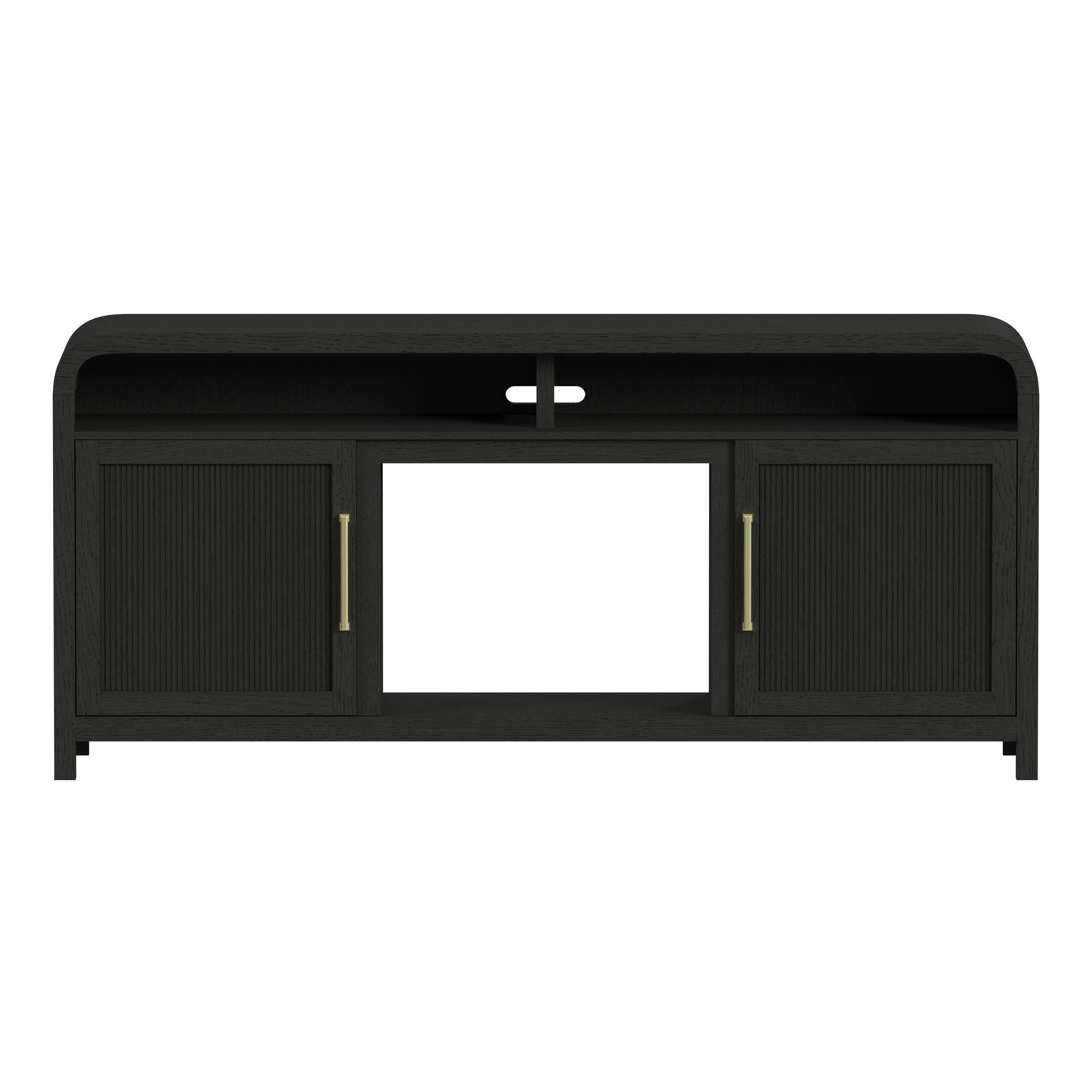 Ridgemont - 70" TV Console Without Fireplace Insert - Black With Grain