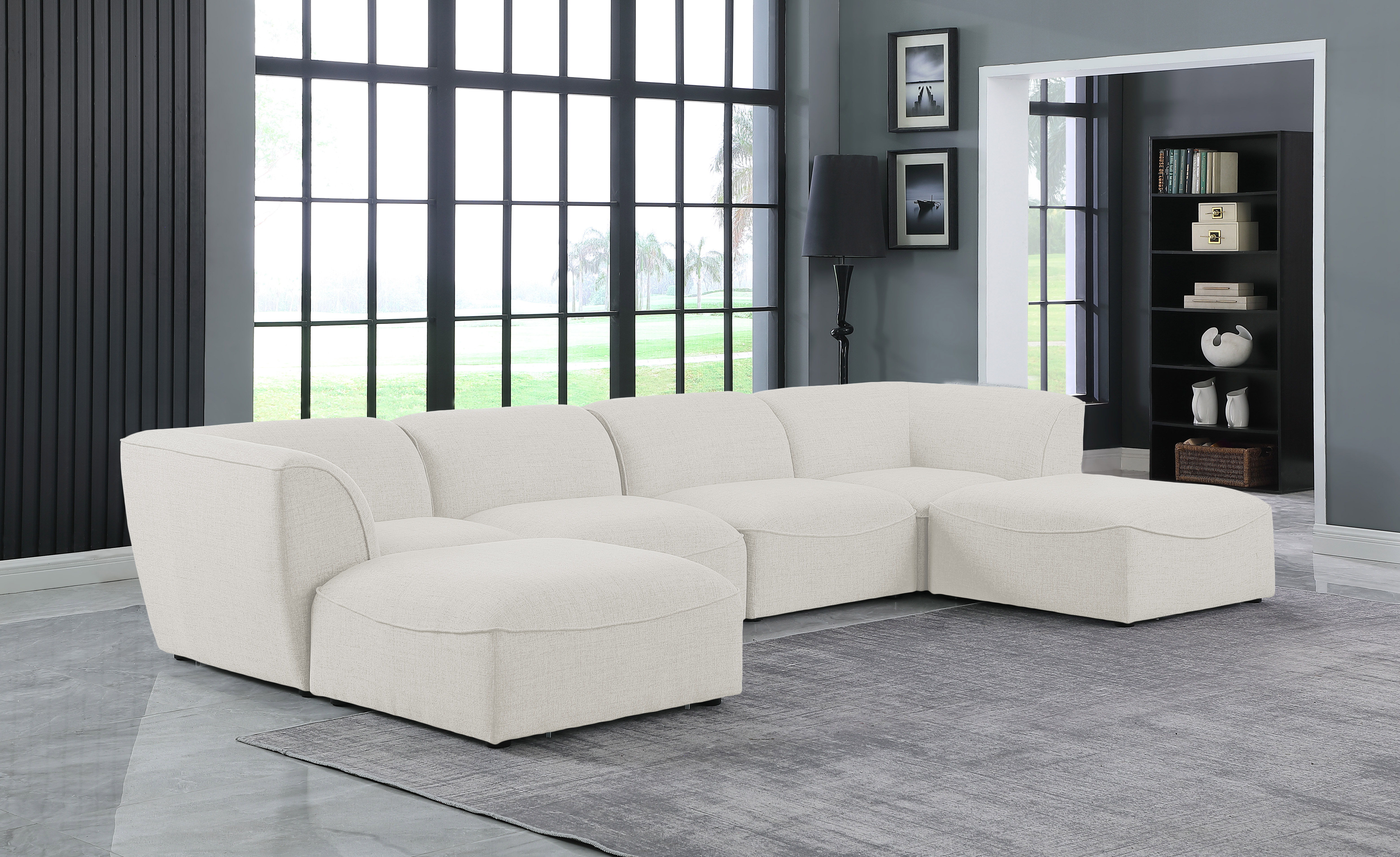 Miramar - 6 Piece Modular Double Chaise Sectional - Cream