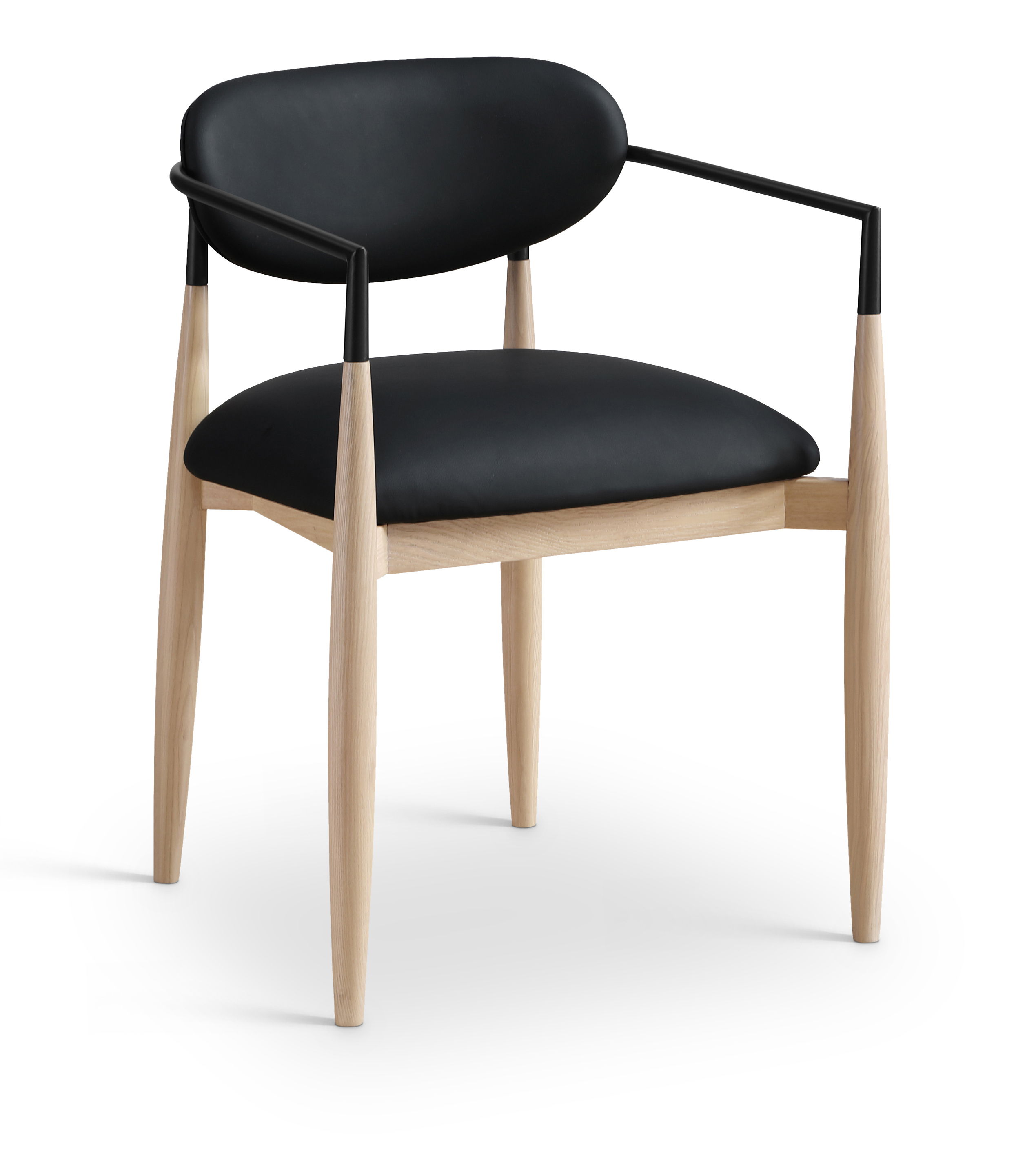 Riccio - Dining Arm Chair (Set of 2) With Light Brown Legs - Black