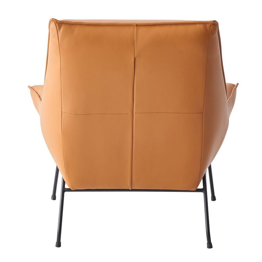 Zusa - Accent Chair & Ottoman - Sandstone Top Grain Leather, orange, view 3