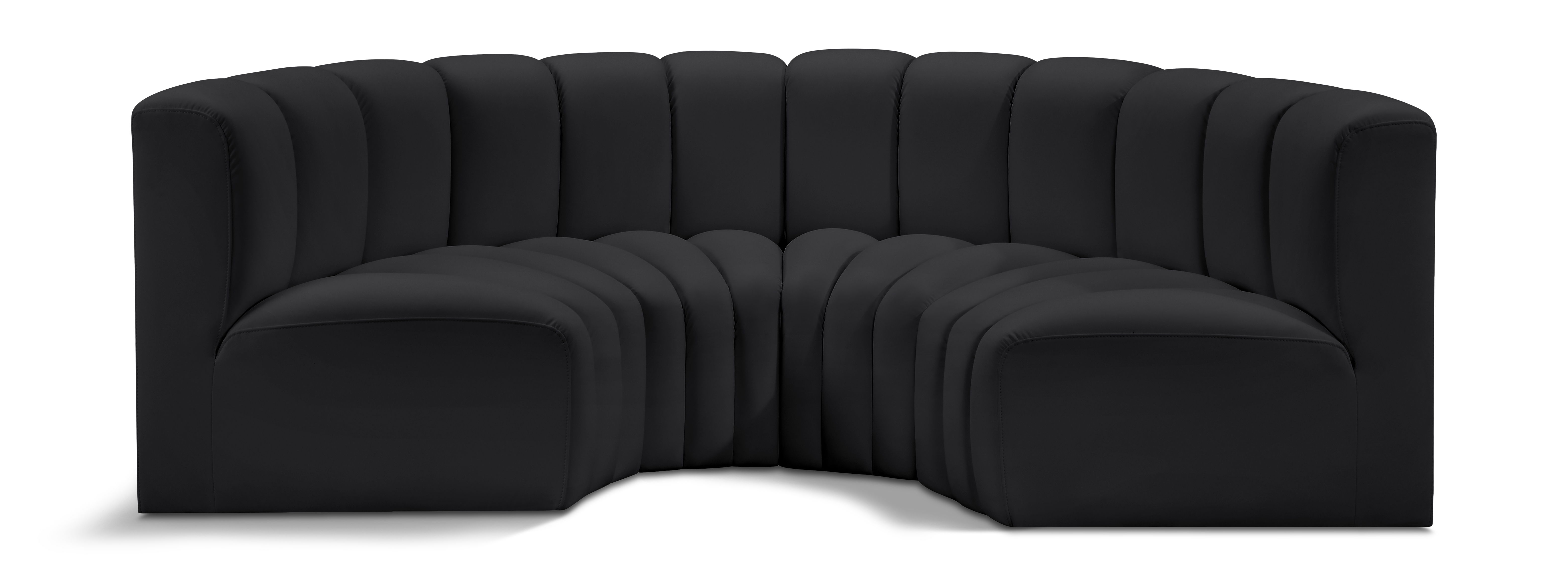 Arc - Faux Leather 4 Piece U-Shaped Modular Sofa - Black