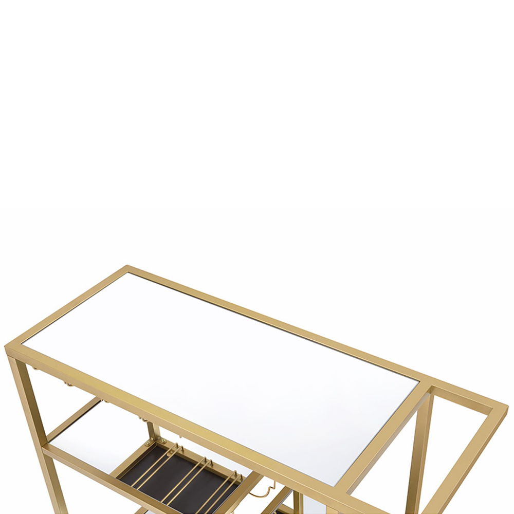 Adamsen - Serving Cart - Mirrored & Champagne, beige, view 4