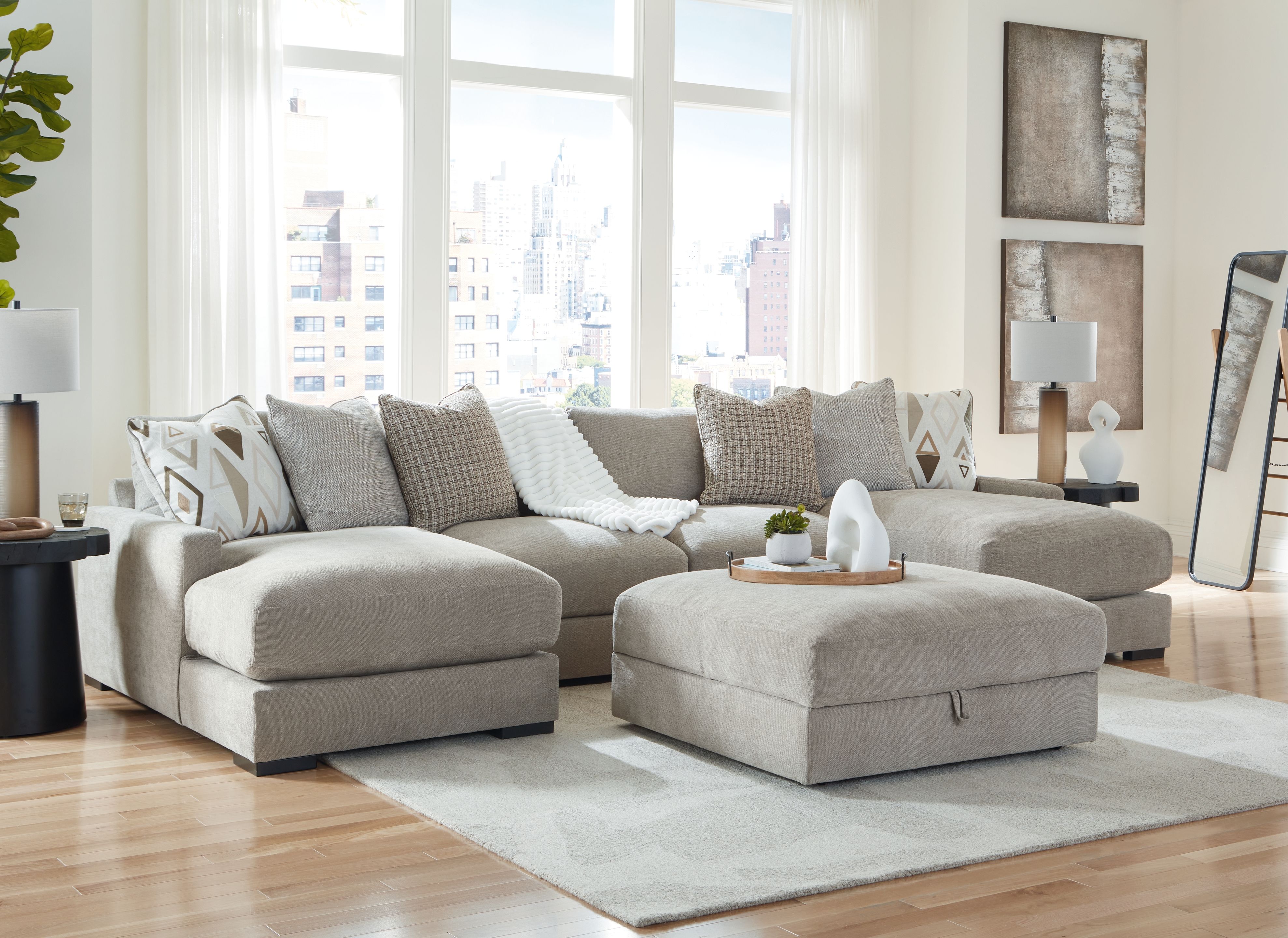 5 Pc · 4-Piece Sofa Pit Sectional, Ottoman