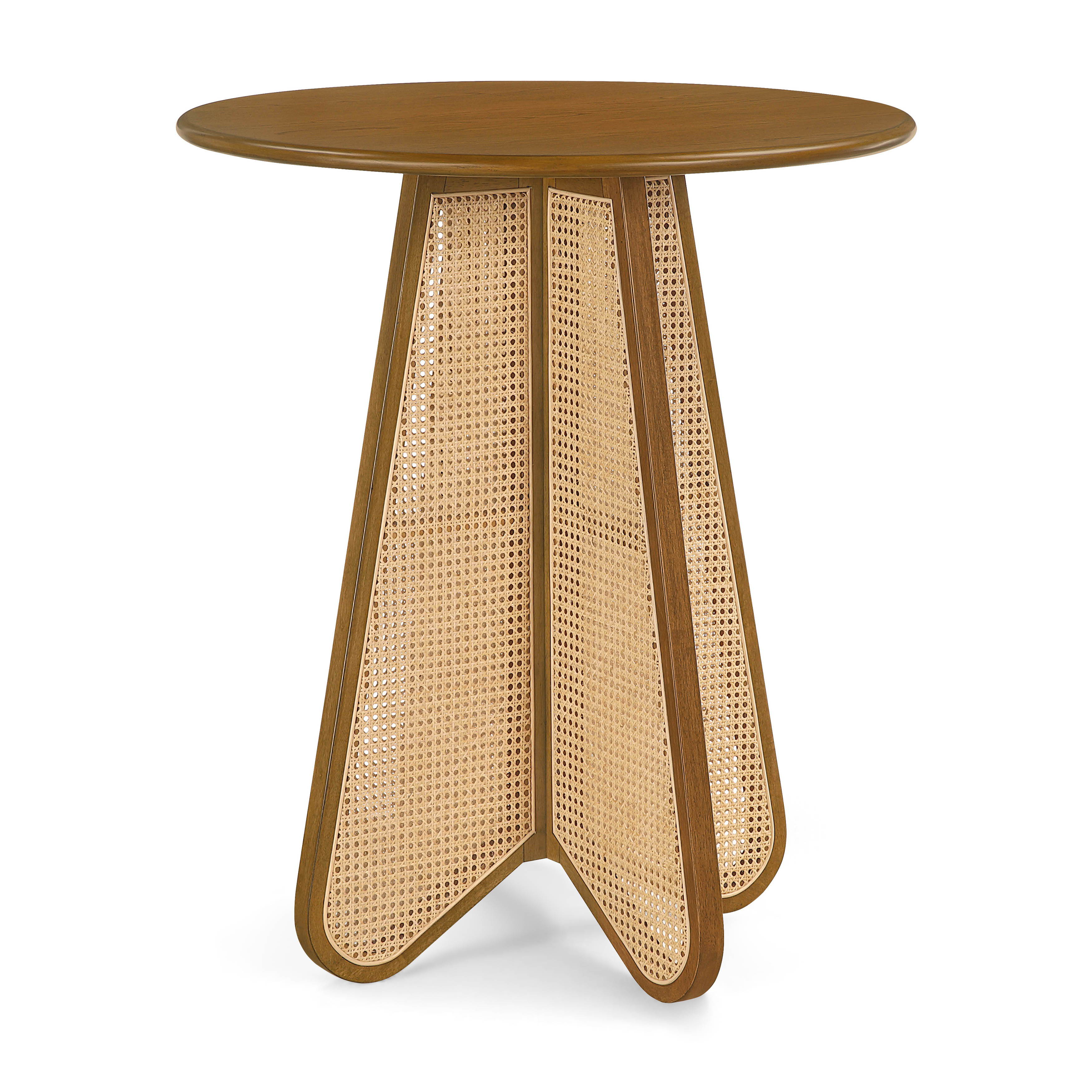 Butterfly - Solid Wood And Natural Cane Bar Height Table - Brown / Natural