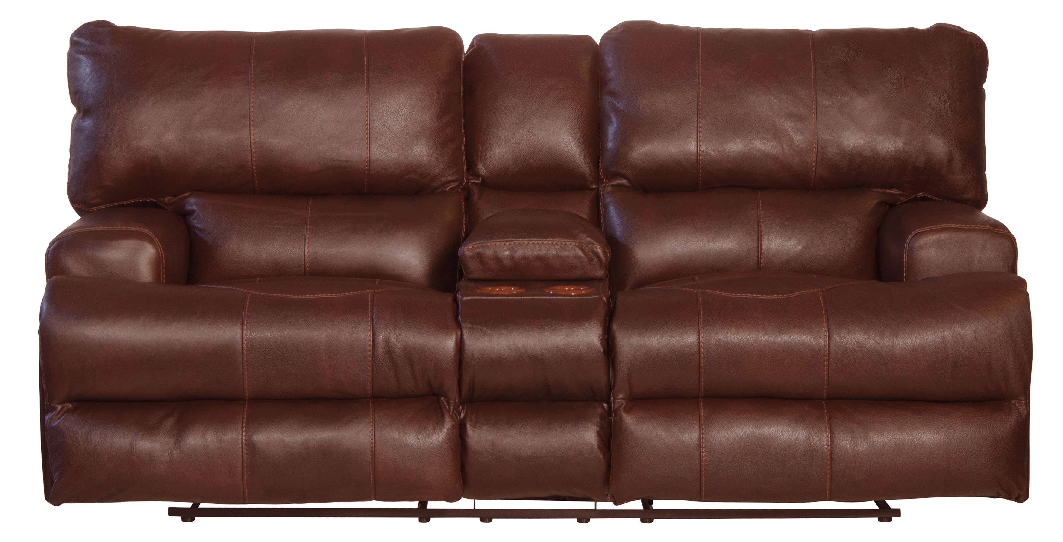 Wembley - Italian Leather Match Power Lay Flat Reclining Console Loveseat With Power Adjustable Headrest & Lumbar - Walnut