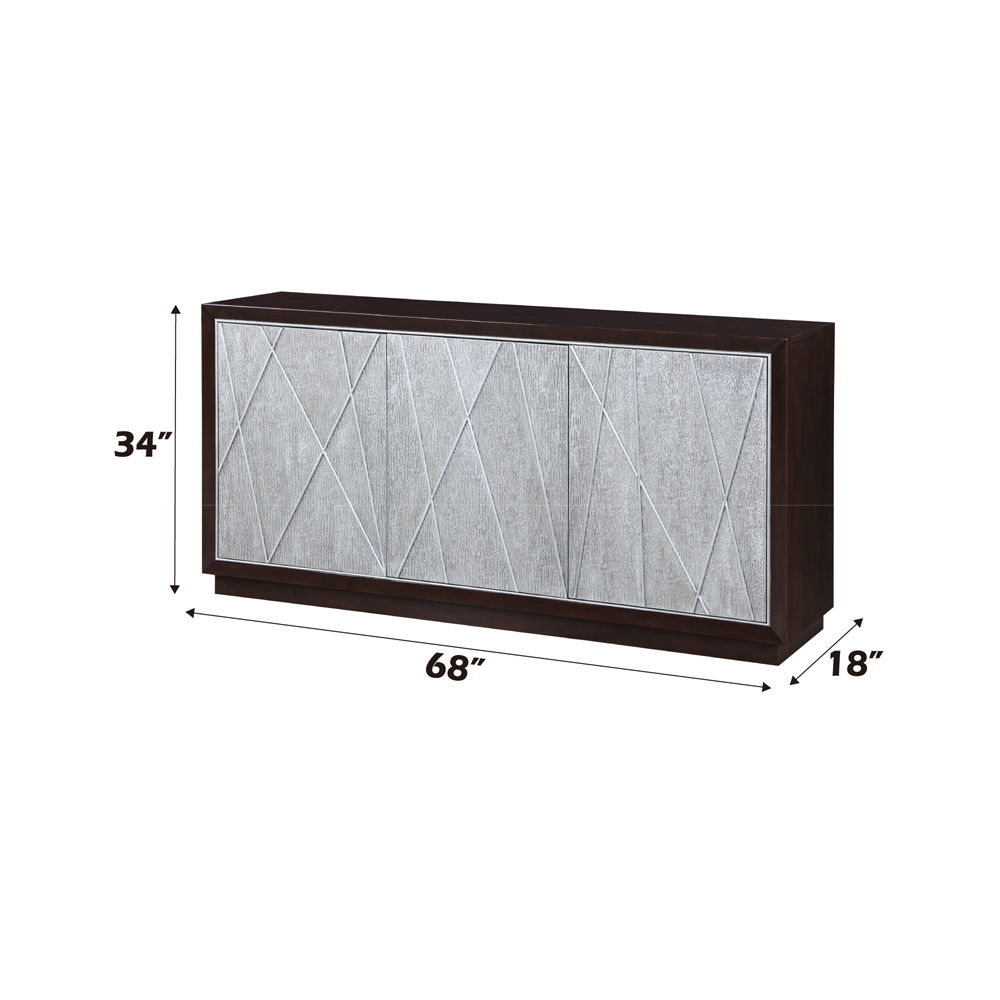 Geranio - Console Cabinet - Metallic Silver & Walnut, silver, view 6