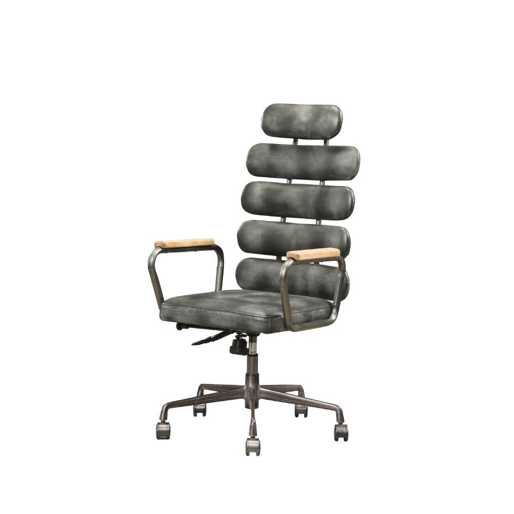 Calan - Office Chair - Vintage Black Top Grain Leather, black