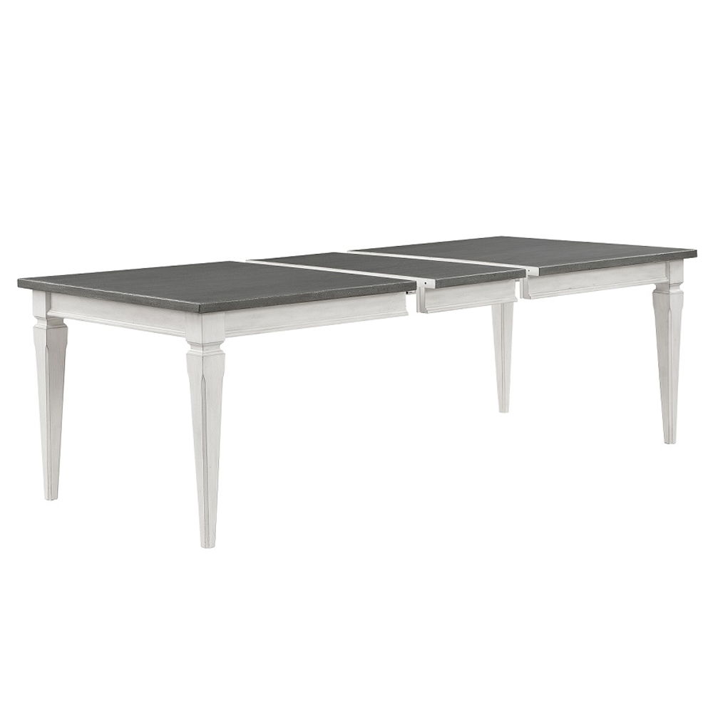 Katia - Dining Table With Leaf - Rustic Gray & Weathered White, white, view 2