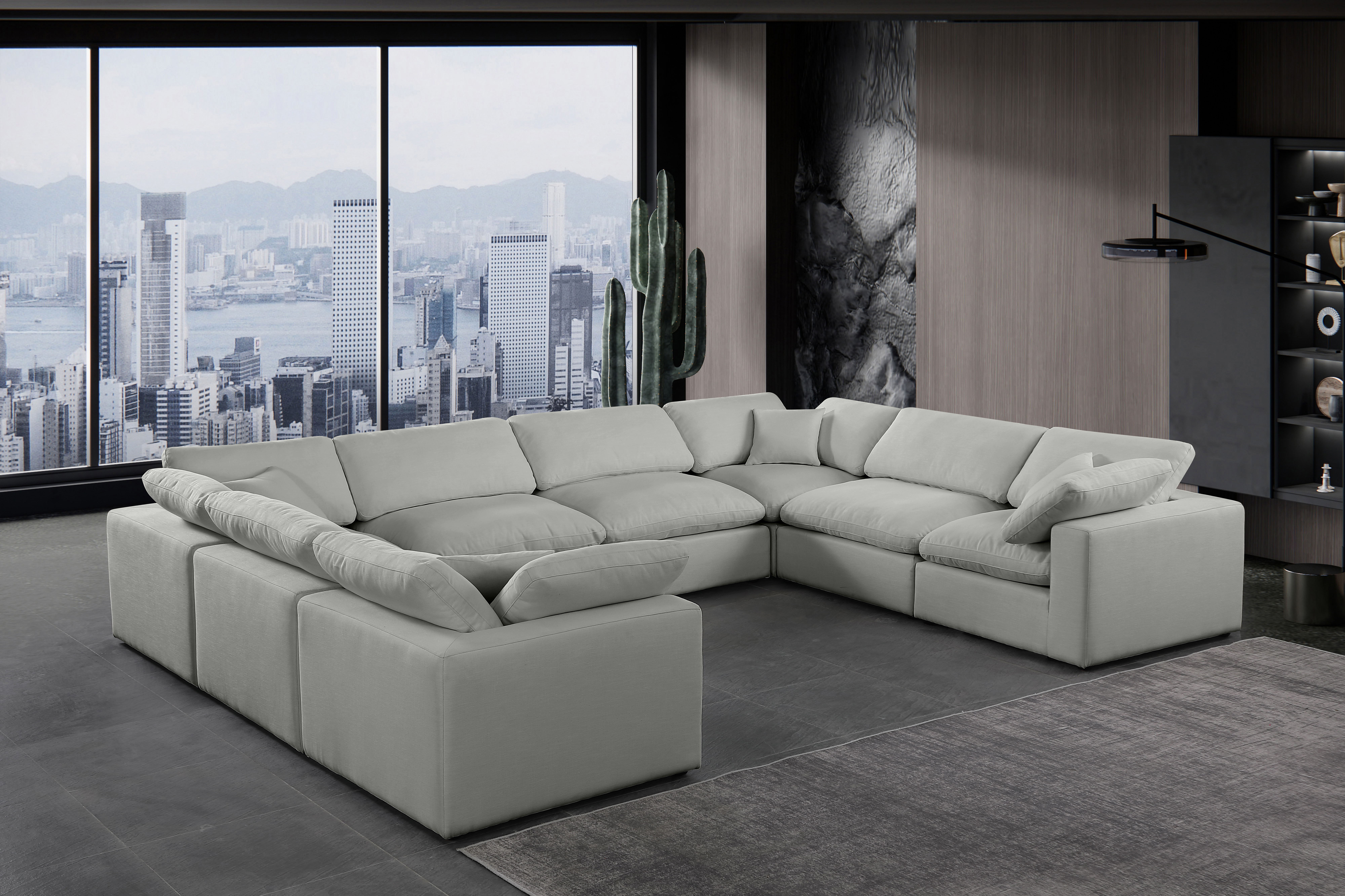 Comfy - 8 Piece Linen Modular Sectional - Gray