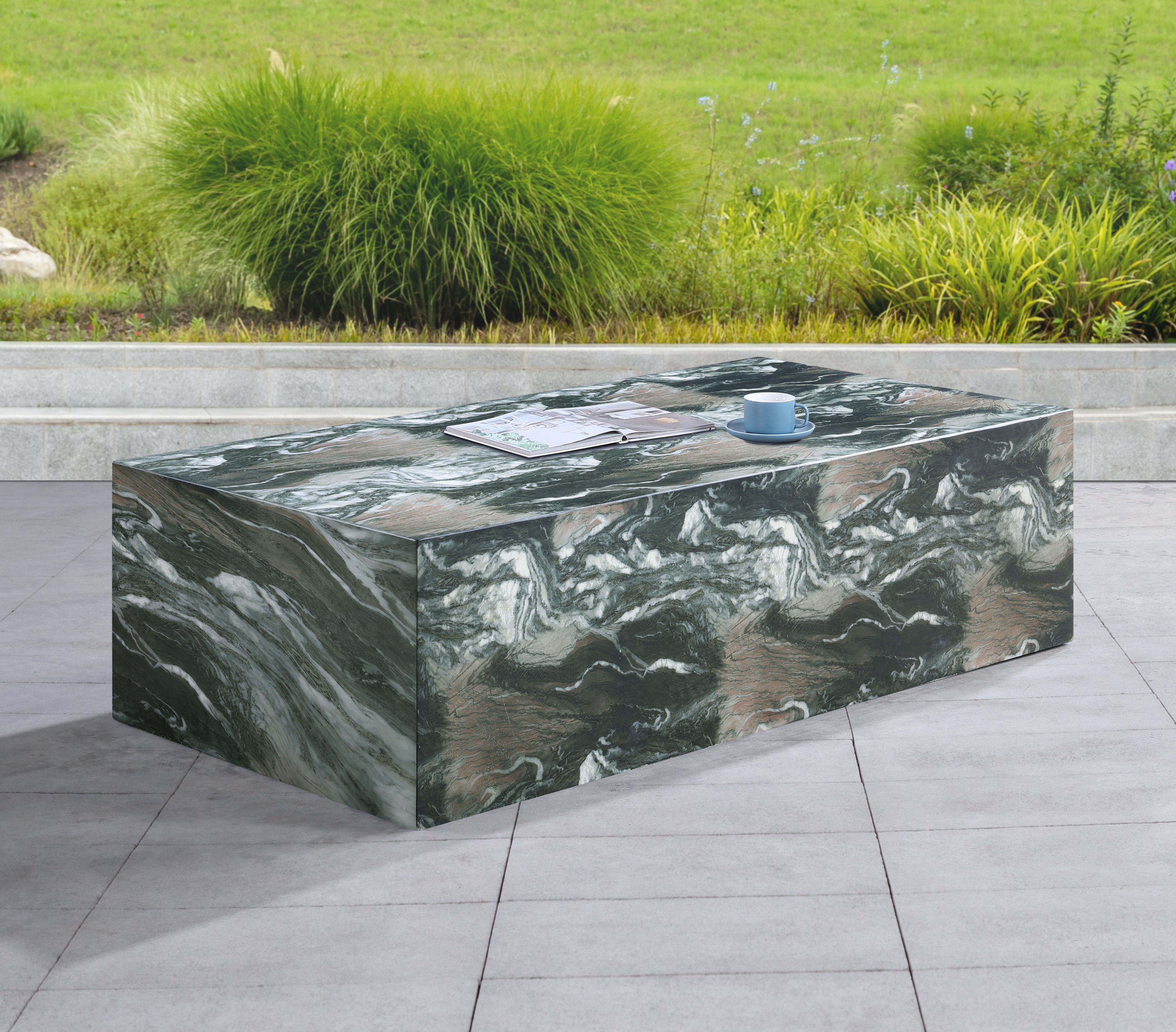 Piazza - Marble Finish Concrete Coffee Table - Green