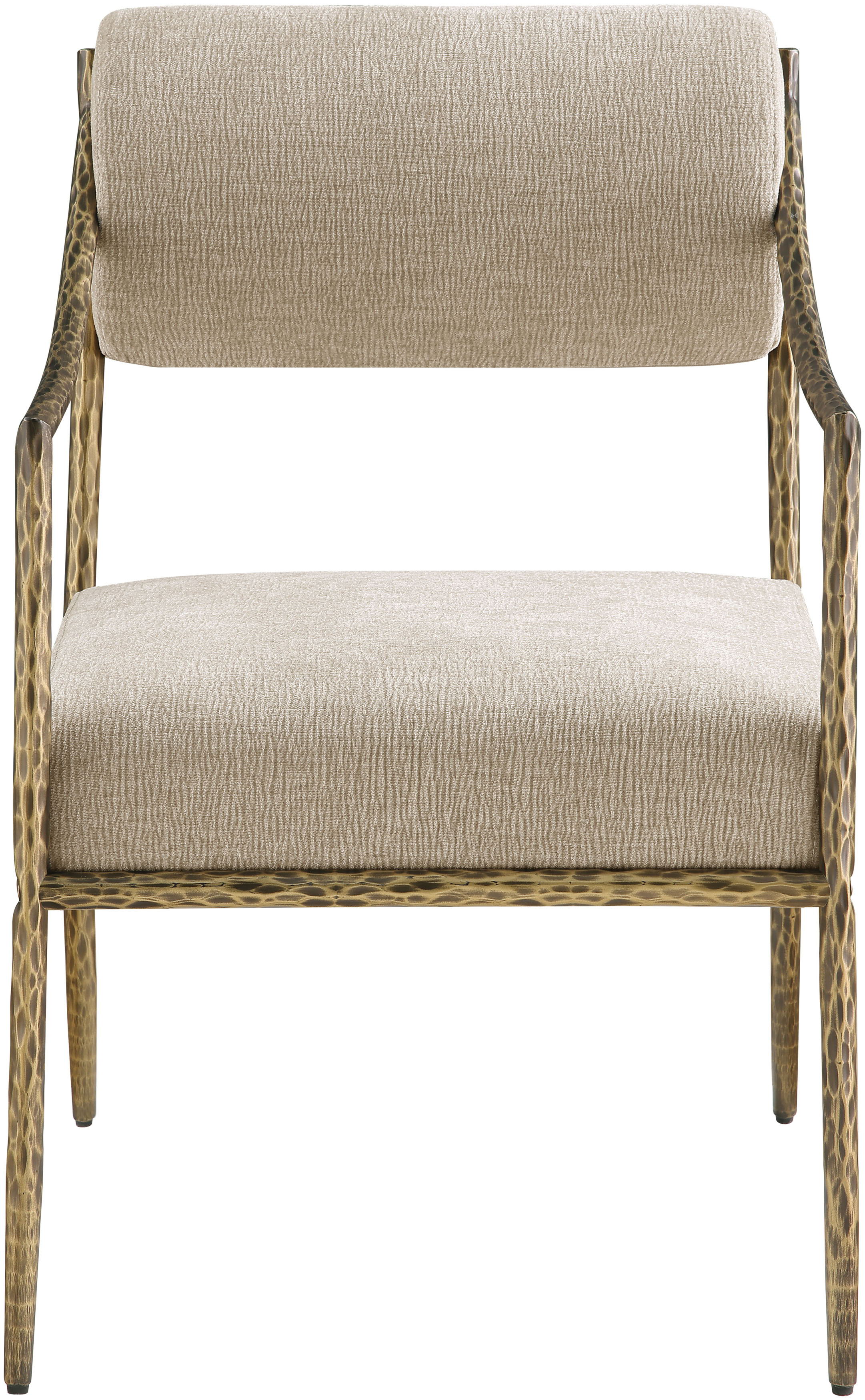 Bastille - Fabric Upholstered Dining Arm Chair (Set of 2) - Beige / Brass