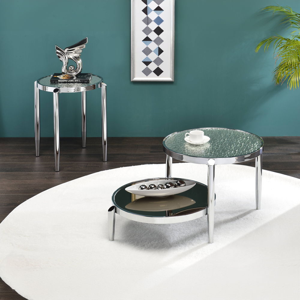 Abbe - Coffee Table - Glass & Chrome, silver, view 7