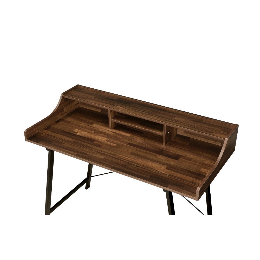 Sange - Writing Desk With USB - Walnut & Black, dark brown, view 6