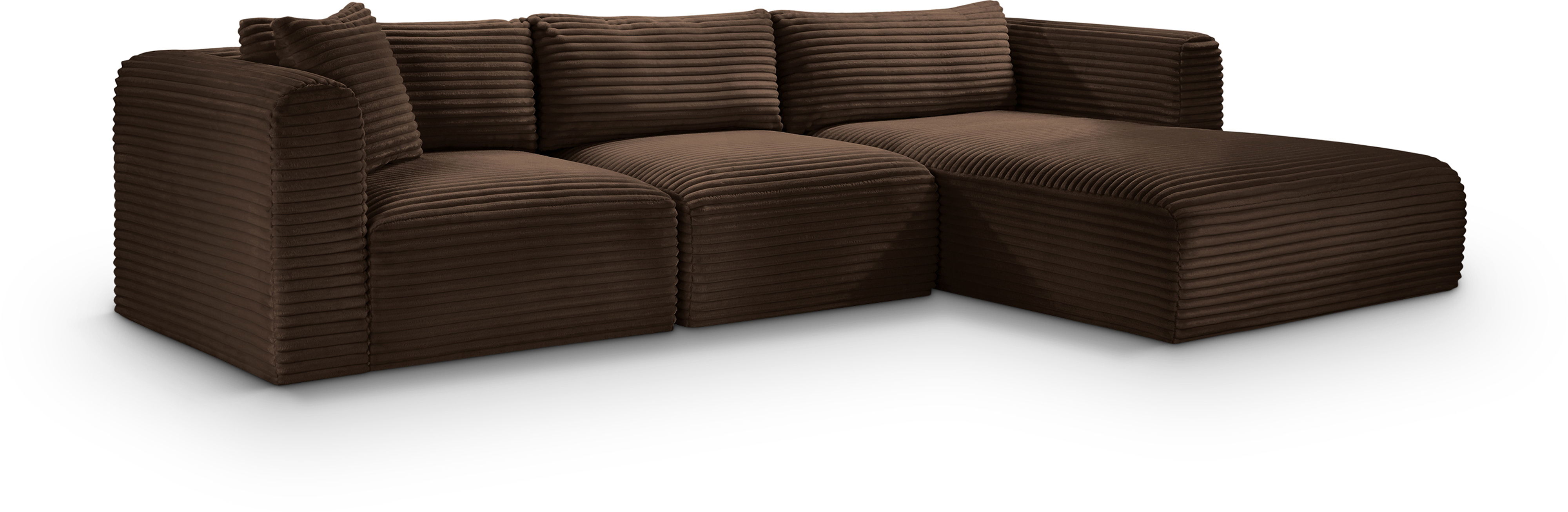 Shaggy - 3 Piece Modular Sectional - Brown
