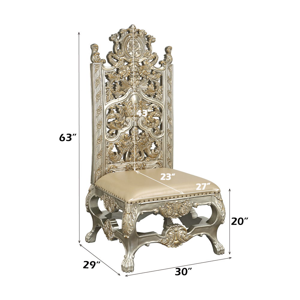 Danae - Side Chair (Set of 2) - Synthetic Leather , Champagne & Gold, beige, view 5