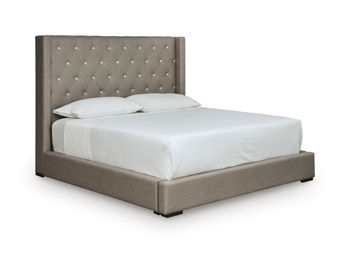 Brensley – King Upholstered Storage Footboard/Rails – Taupe