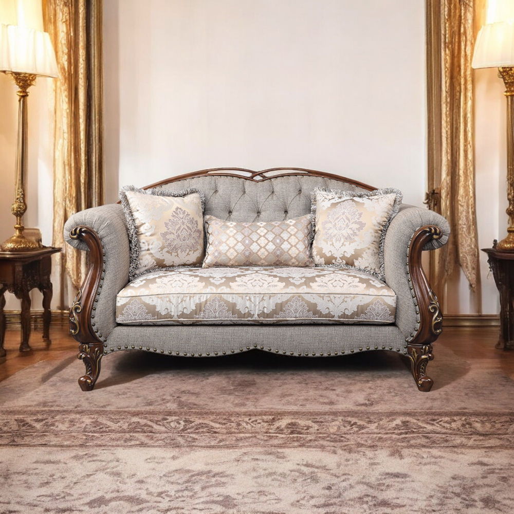 Miyeon - Loveseat With 3 Pillows - Fabric & Cherry, beige, view 5