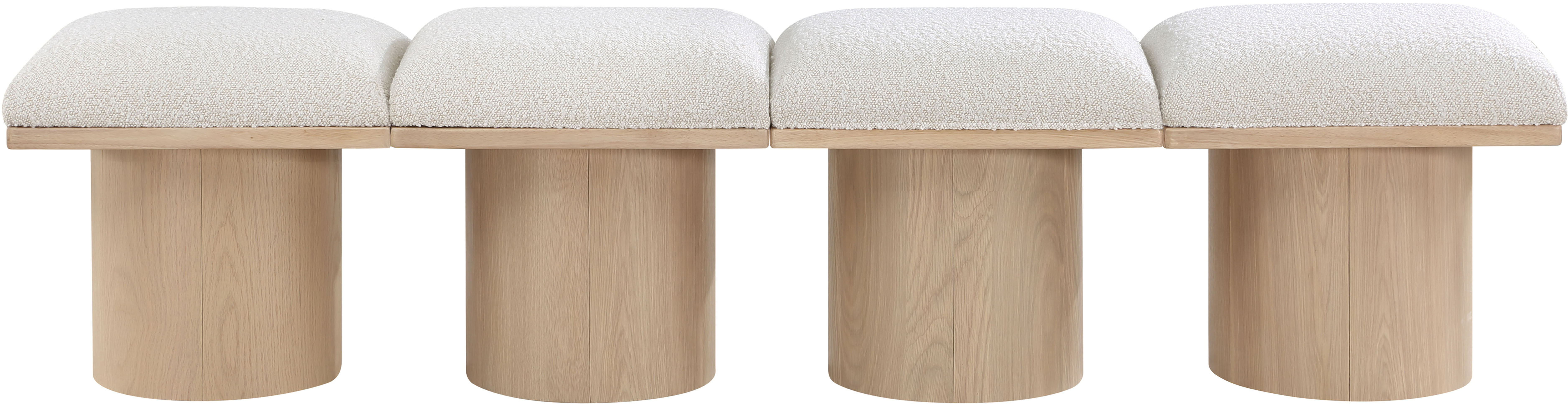 Pavilion - 72" 4 Piece Modular Bench With Natural Base - Cream