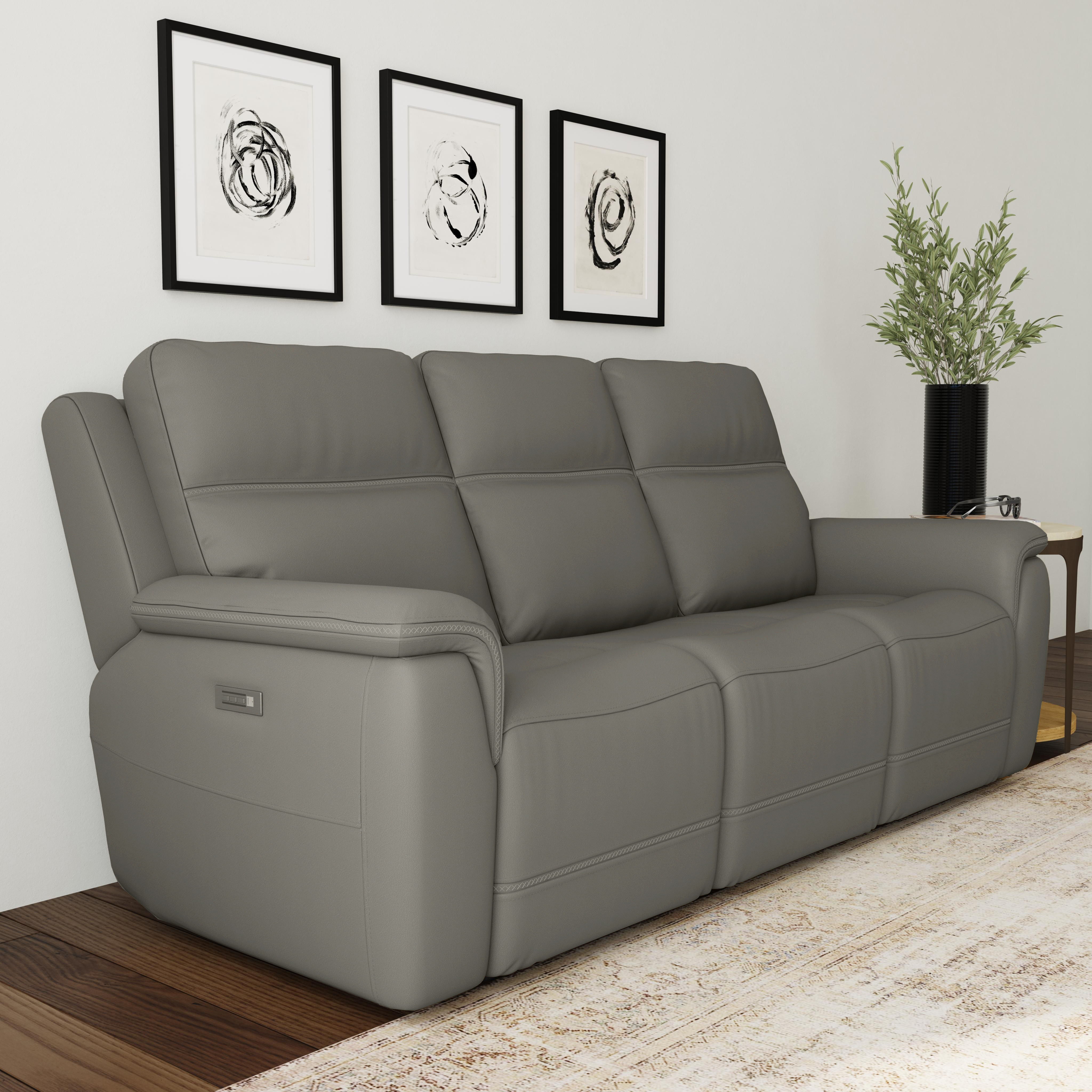 Sawyer - Power Reclining Sofa With Power Headrests & Lumbar - Gray, gray, view 6