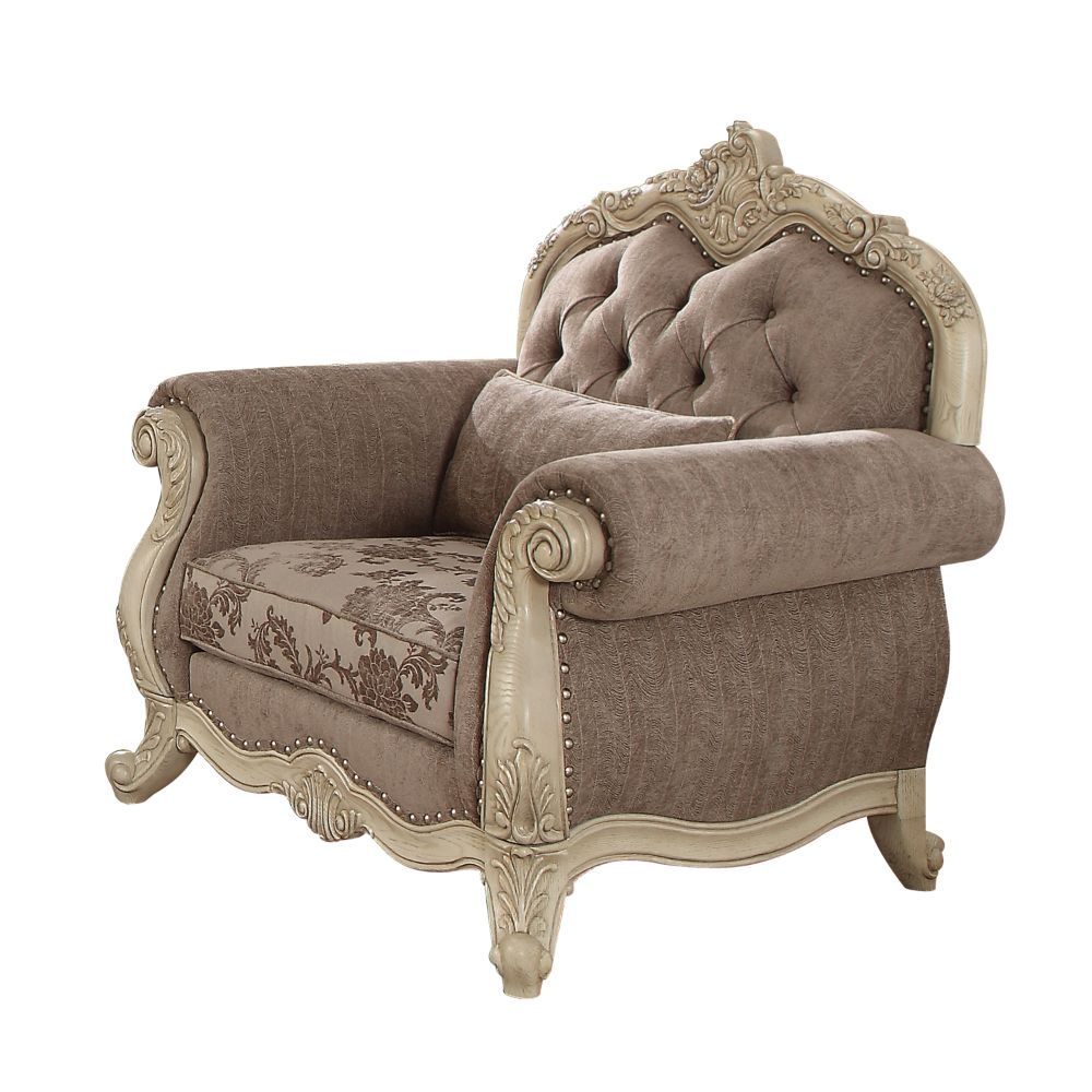 Ragenardus - Chair With Pillow - Gray Fabric & Antique White, gray