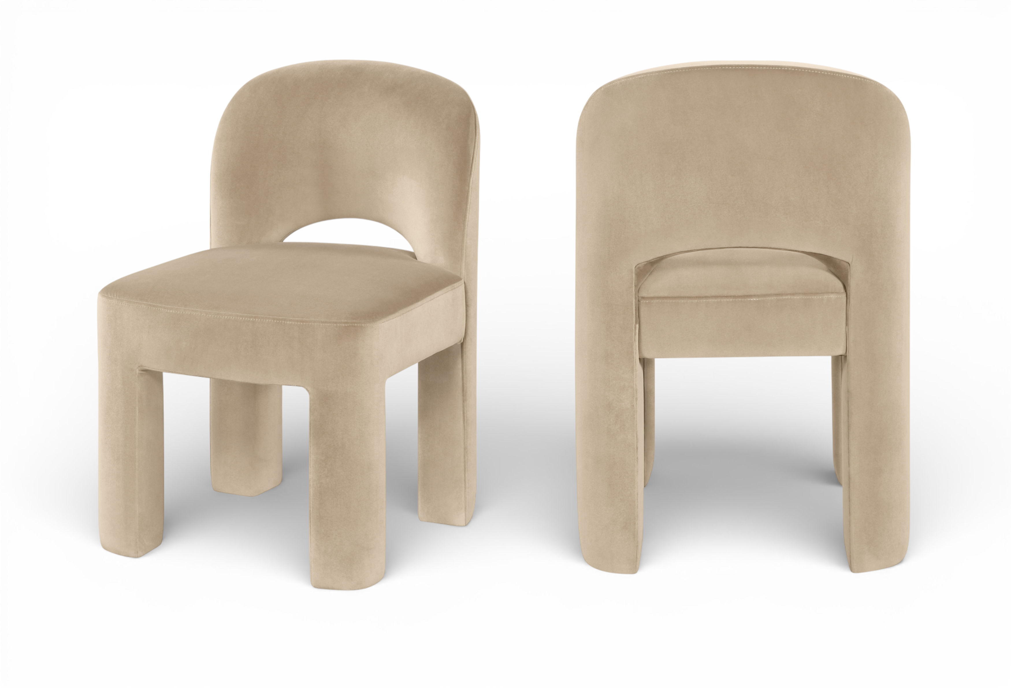 Celine - Velvet Performance Fabric Upholstered Dining Chair (Set of 2) - Beige