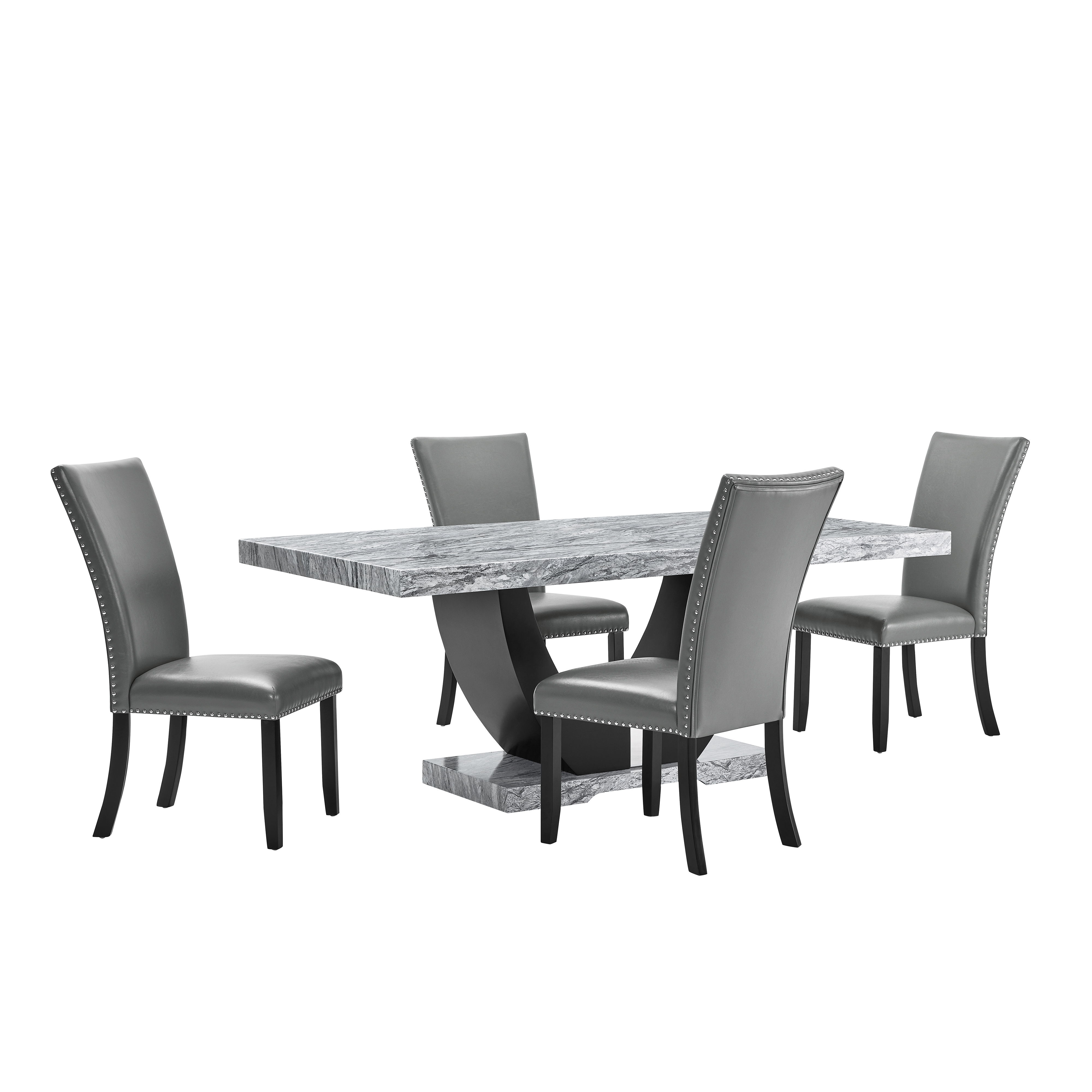 Lyra - Dining Table & 4 Chairs - Gray