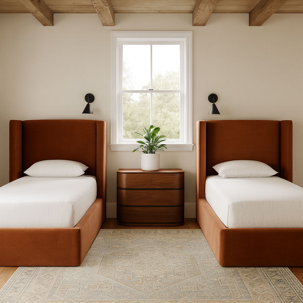 Kendall - Velvet Upholstered Twin Bed - Cognac