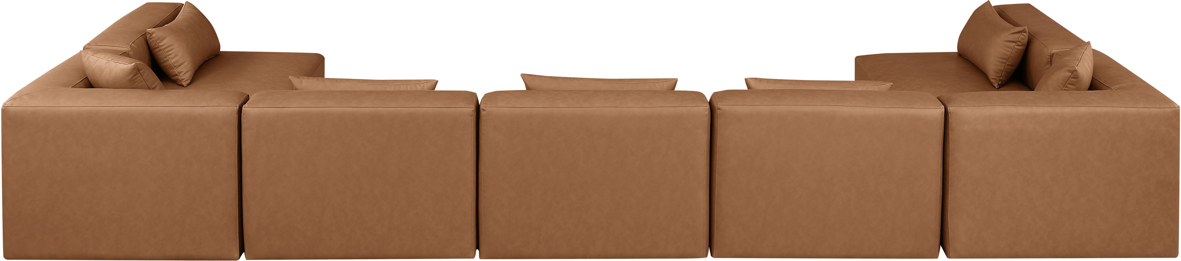 Cube - 7 Piece Modular U-Shaped Sectional - Brown