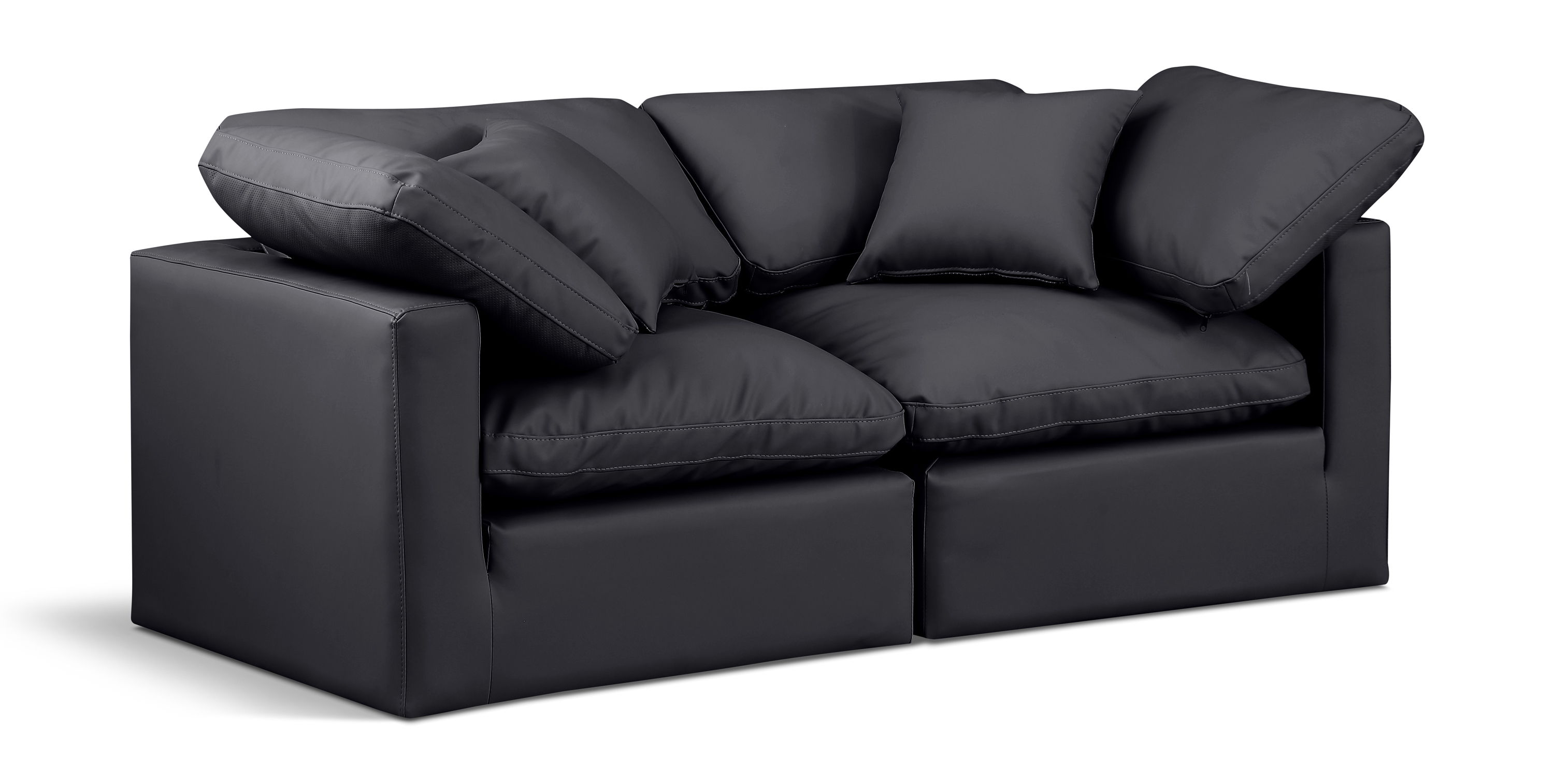Indulge - Faux Leather 2 Seat Modular Sofa - Black