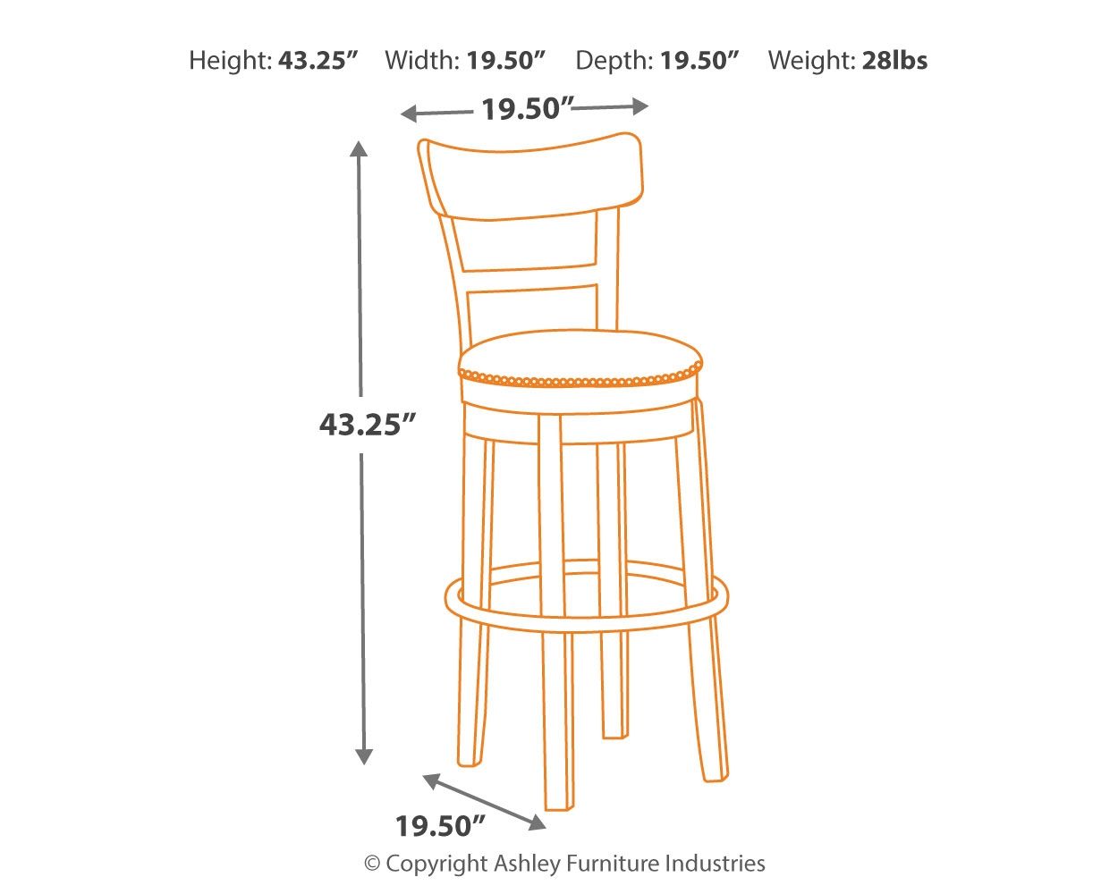Pinnadel - Tall UPH Swivel Barstool - Light Brown