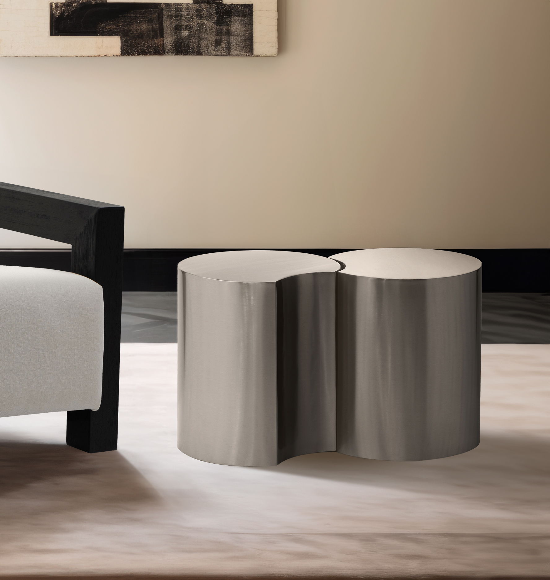 Dimple - 16" 2 Piece Modular End Table - Silver