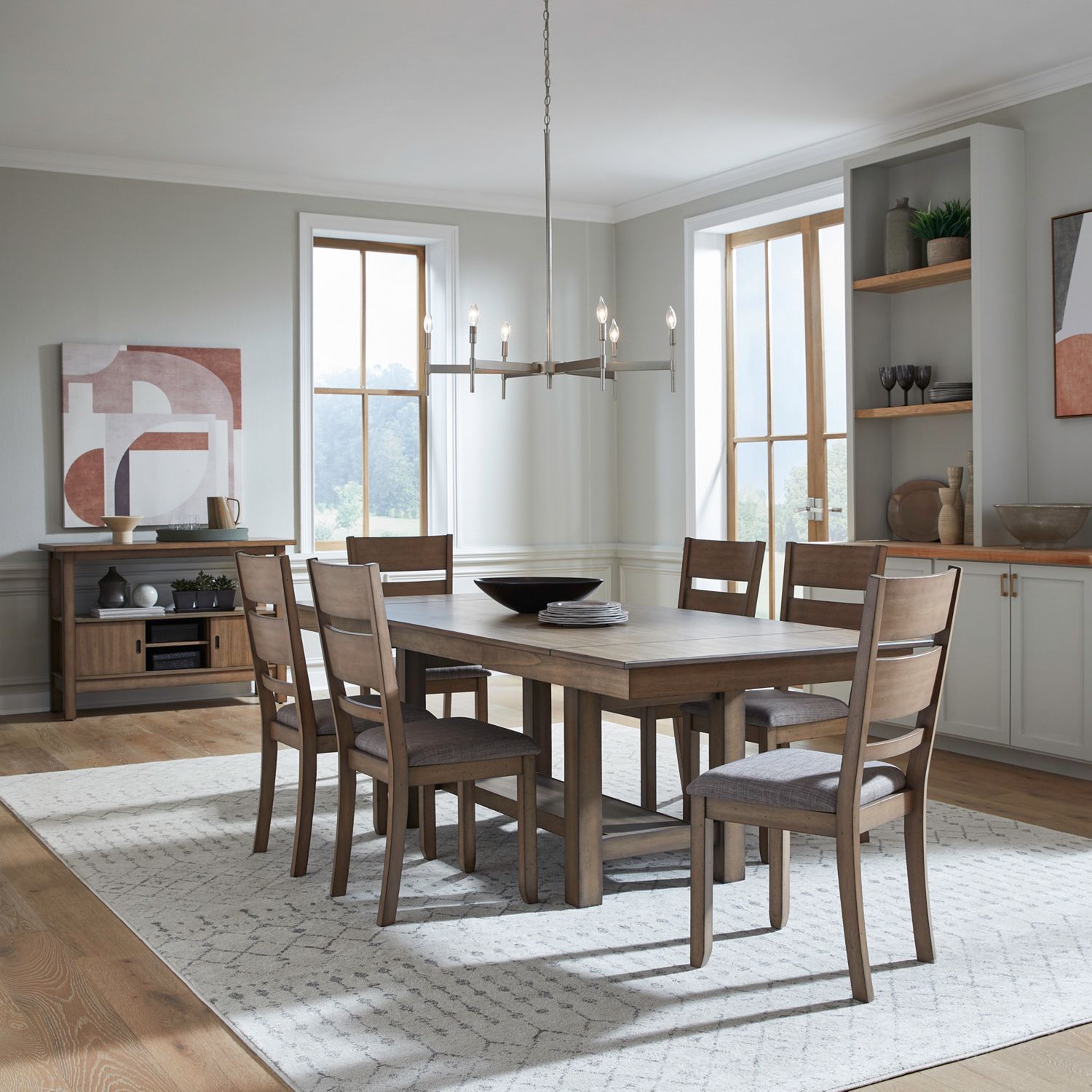 Liberty Furniture Brook Bay - Optional 7 Piece Trestle Table Set - Brown