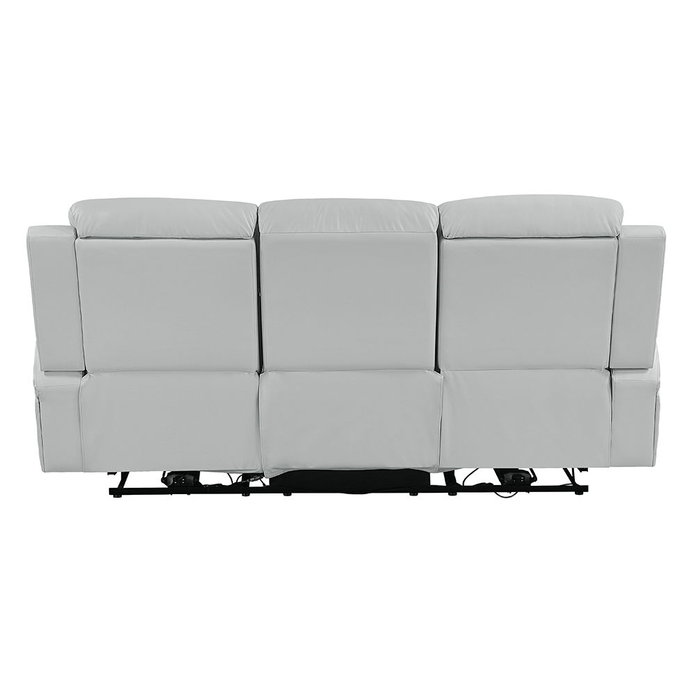 Elonzo - Power Motion Sofa With LED, Power Headrest & Speaker - Light Gray, light gray, view 4